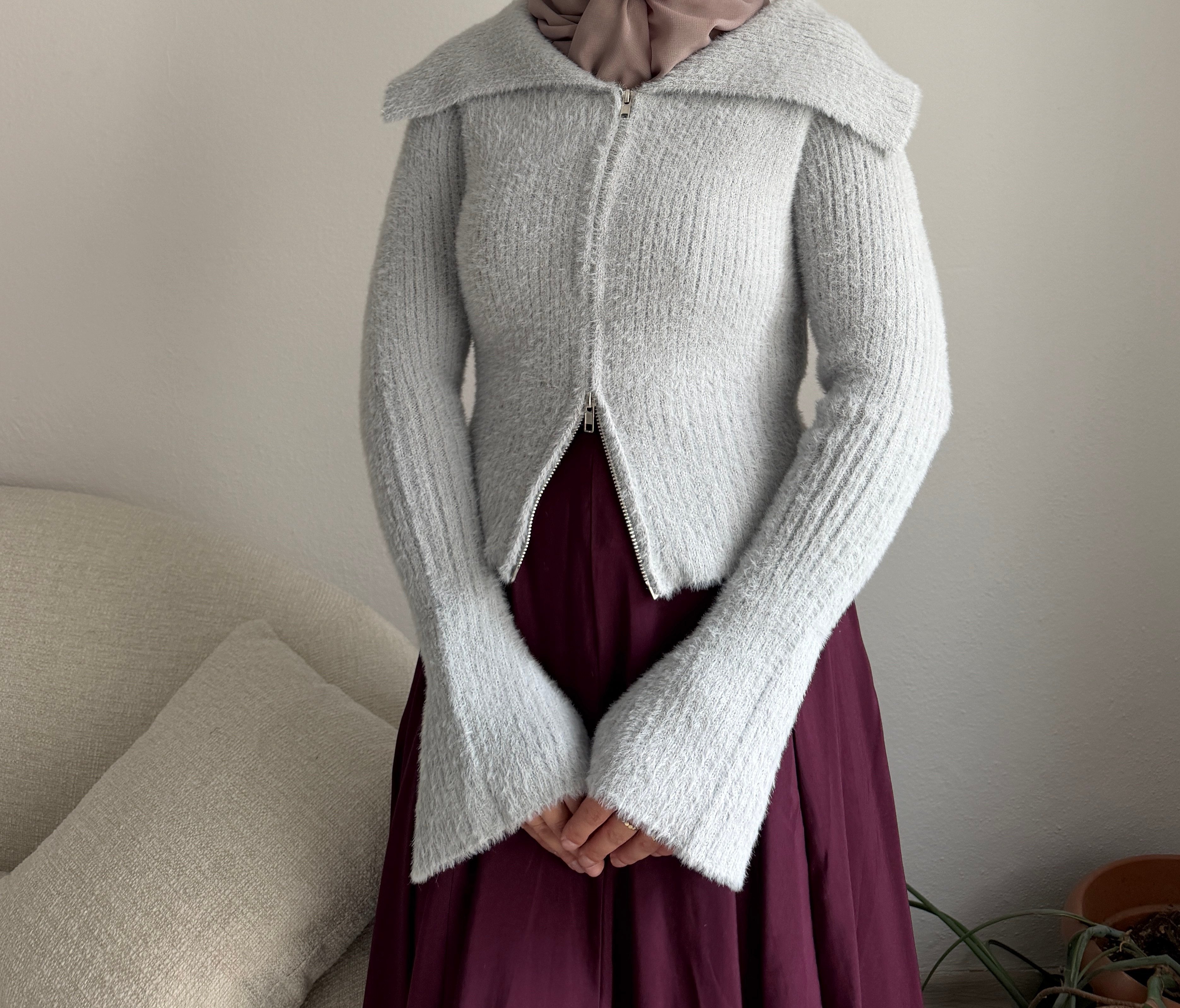 Bebe Mavisi Peluş Fermuarlı Hırka
