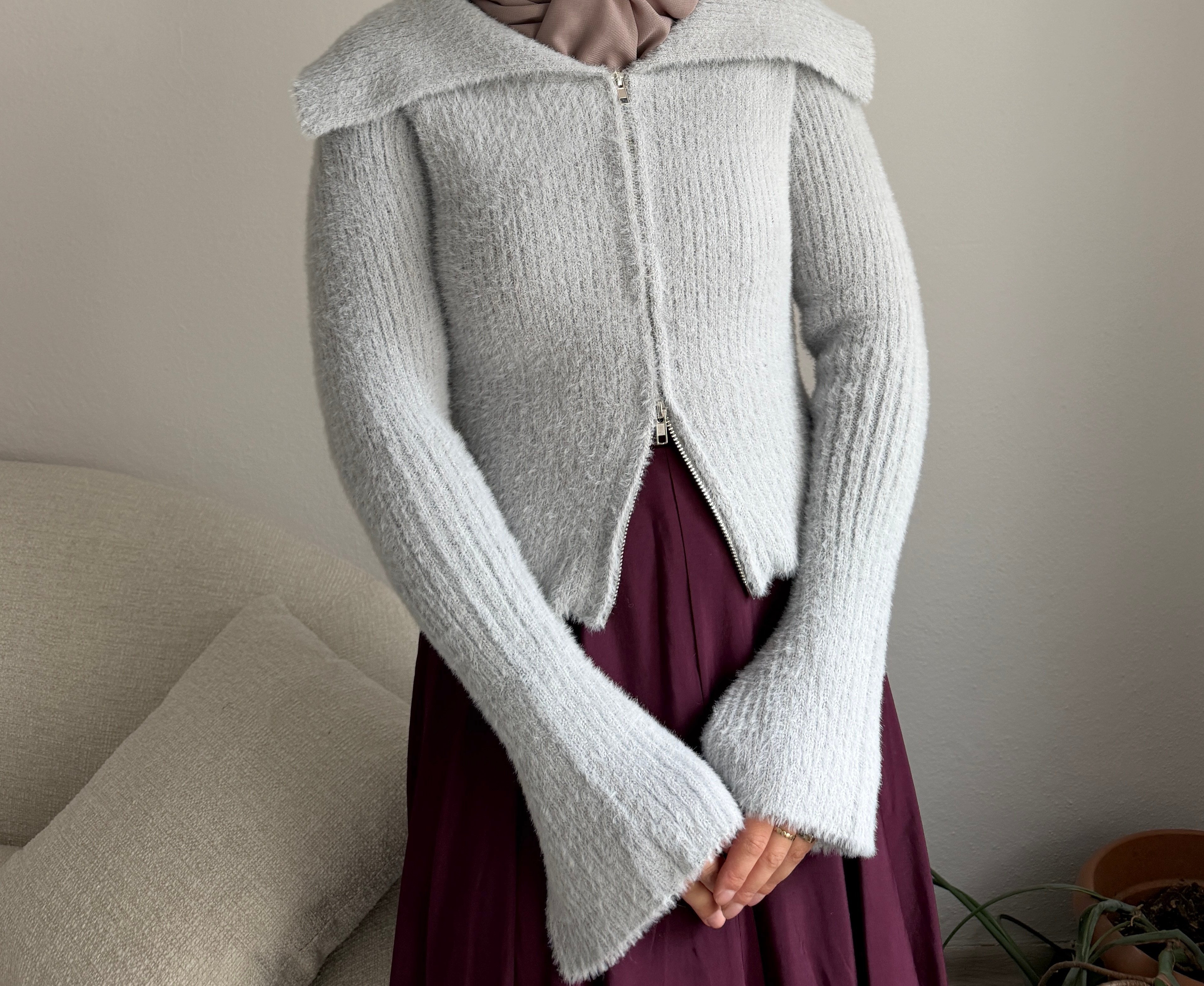Bebe Mavisi Peluş Fermuarlı Hırka