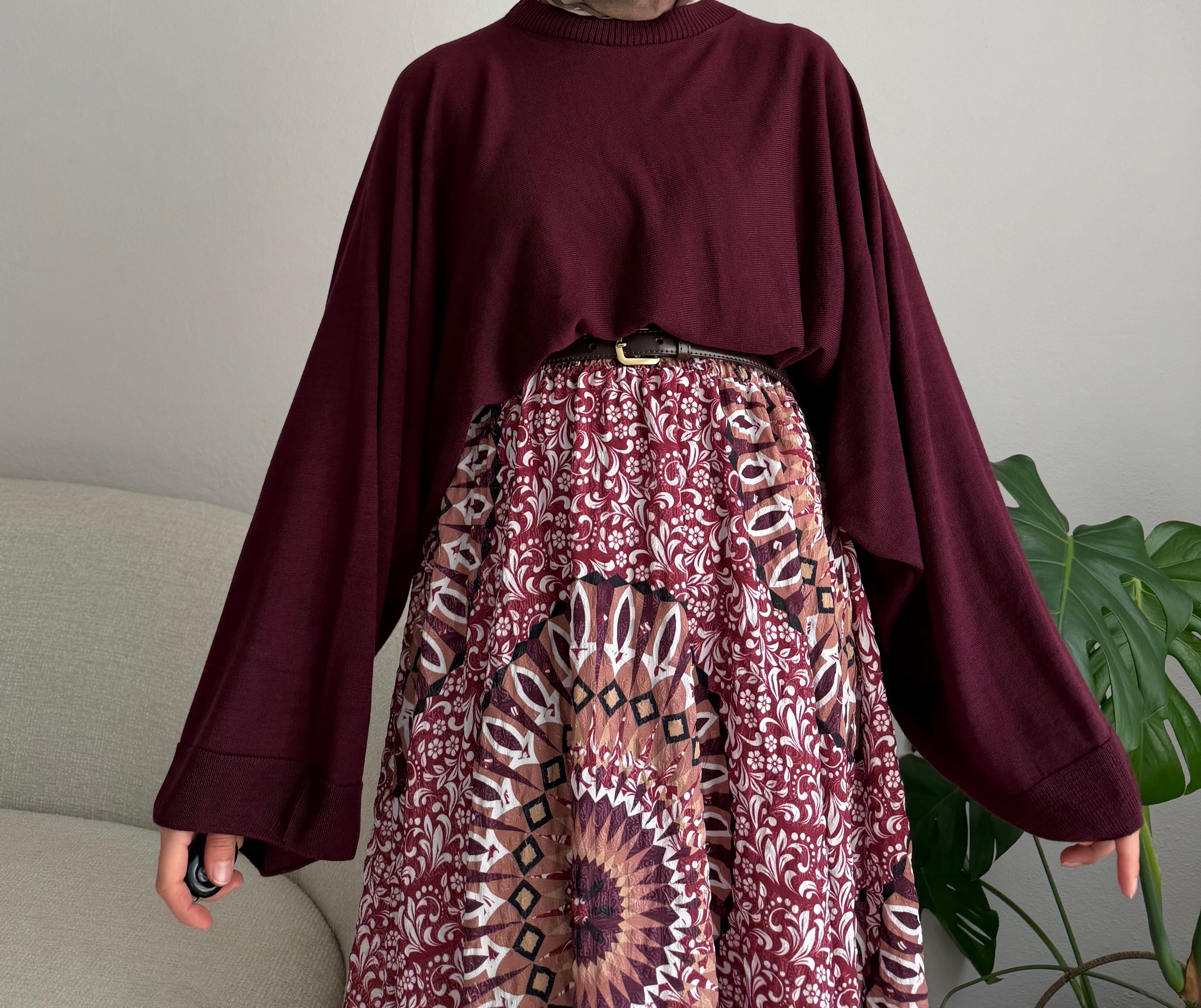 Bordo İnce Triko Kazak