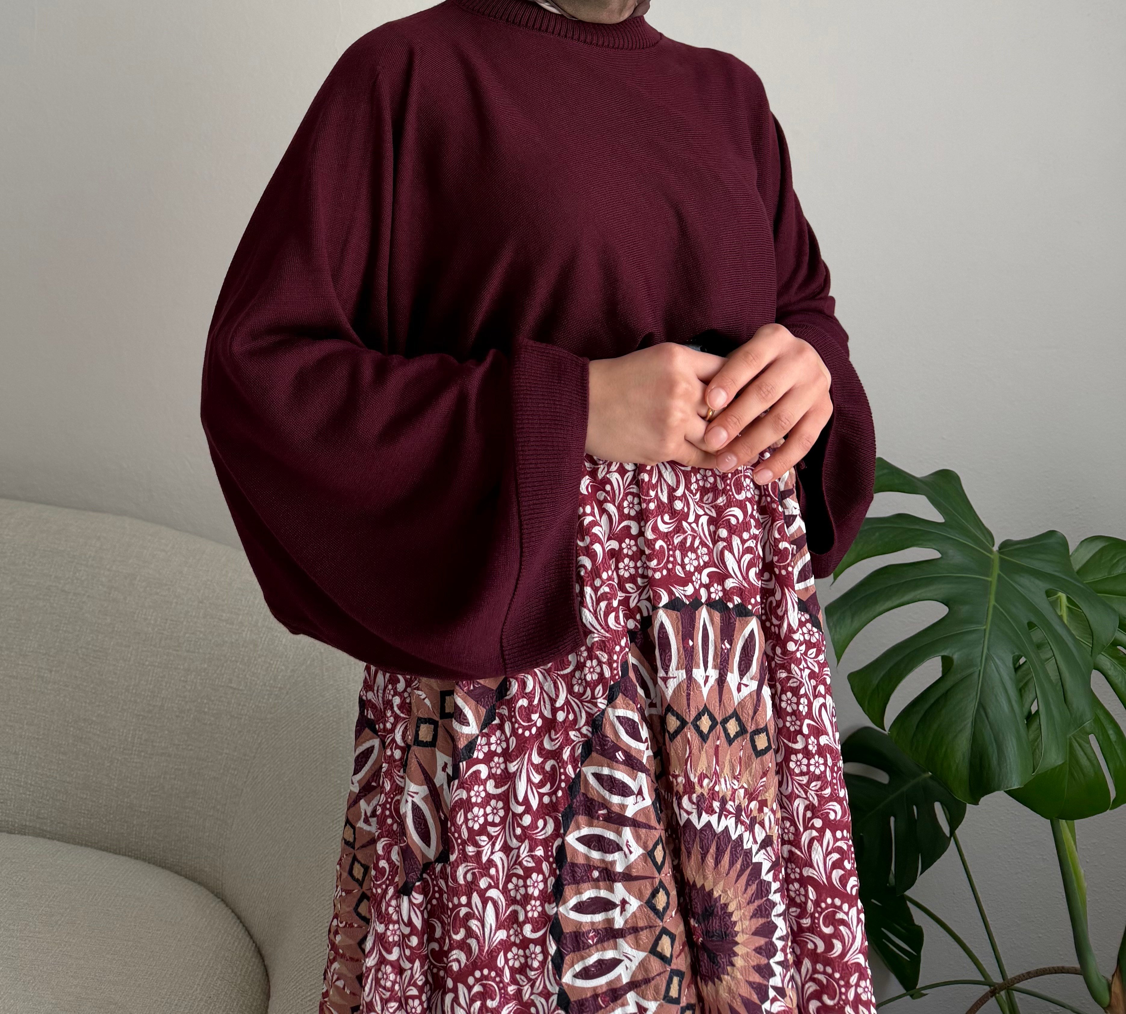 Bordo İnce Triko Kazak