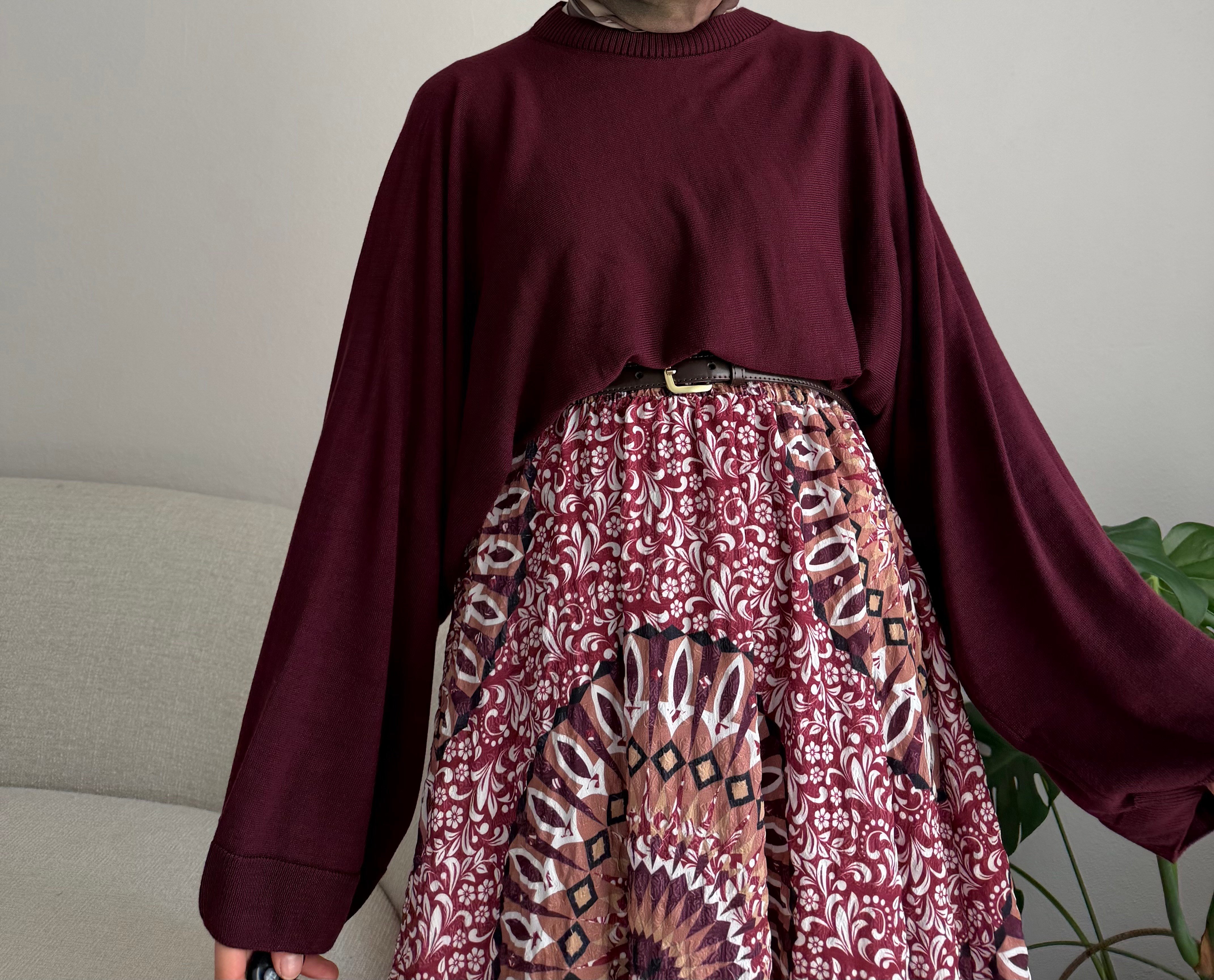 Bordo İnce Triko Kazak