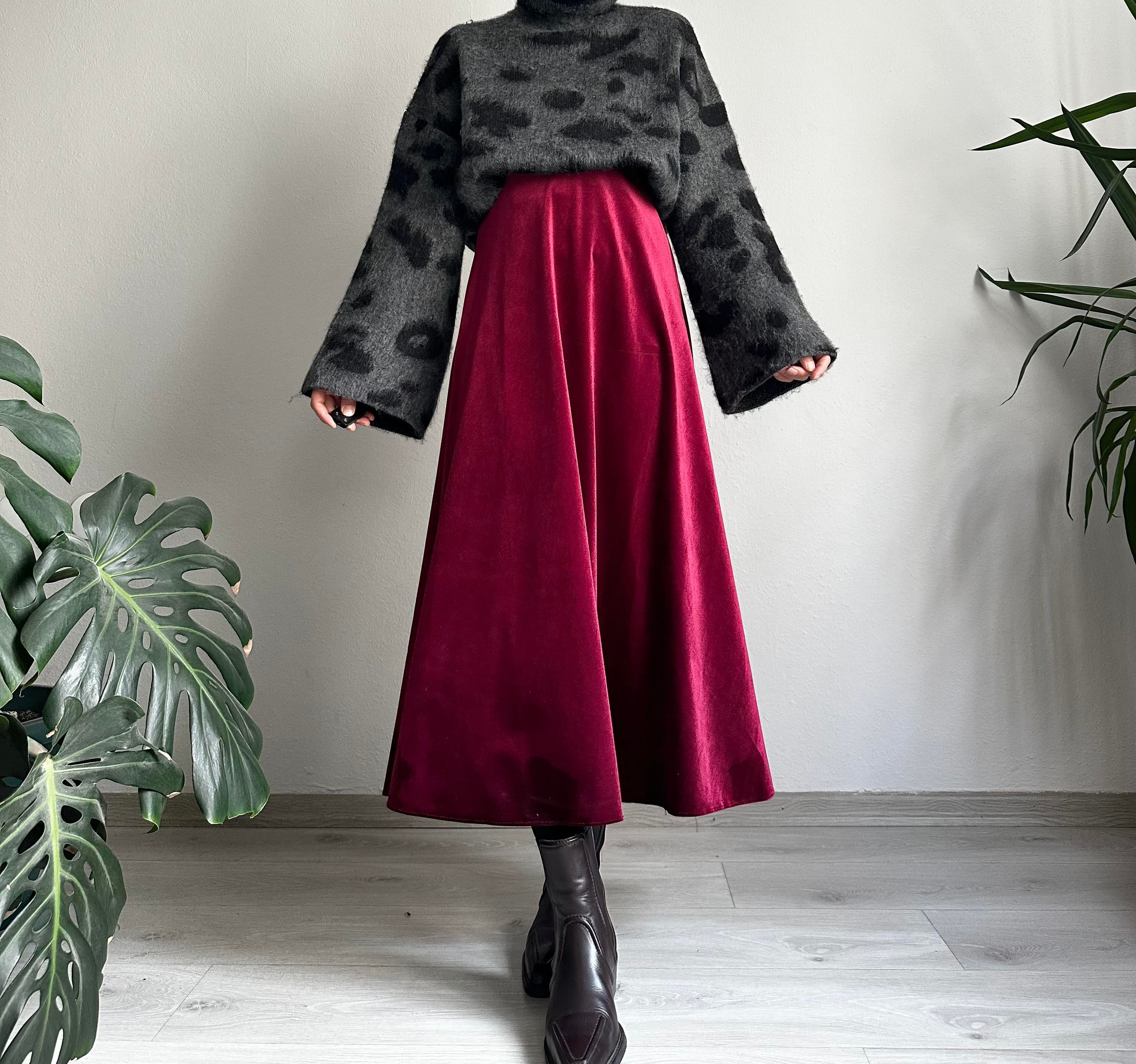 Bordo Kadife Çan Etek