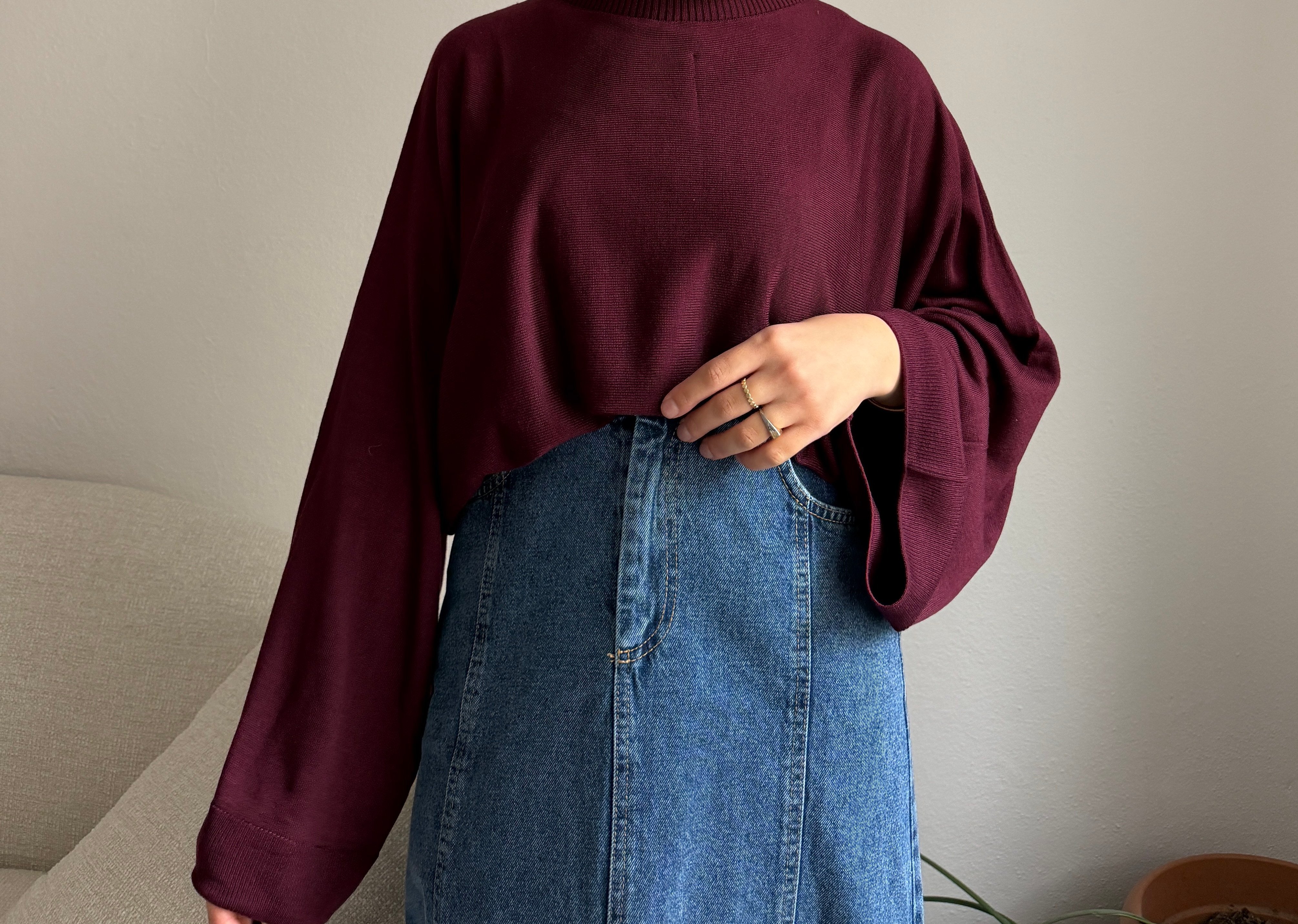Bordo Oversize Triko Kazak