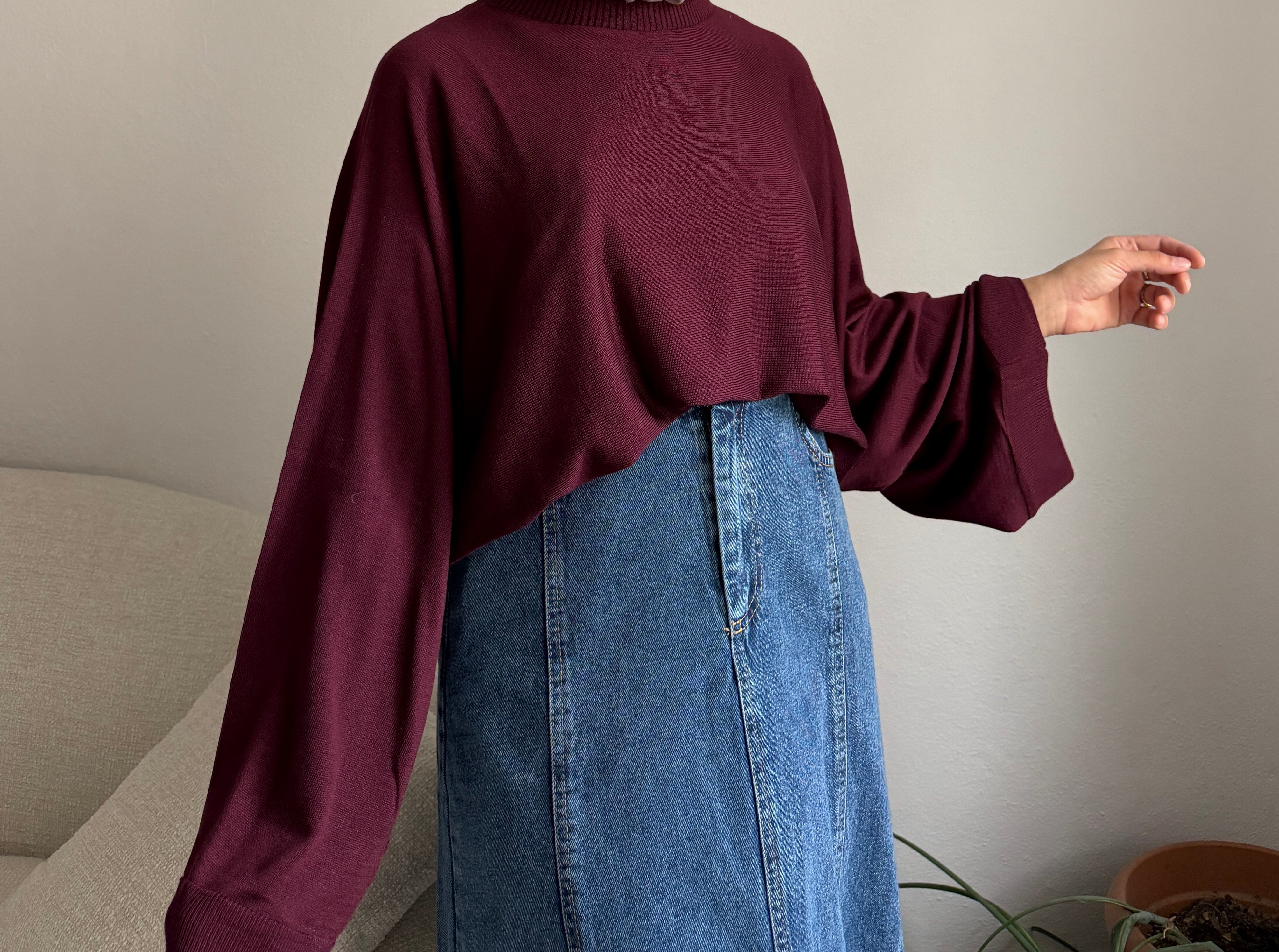 Bordo Oversize Triko Kazak