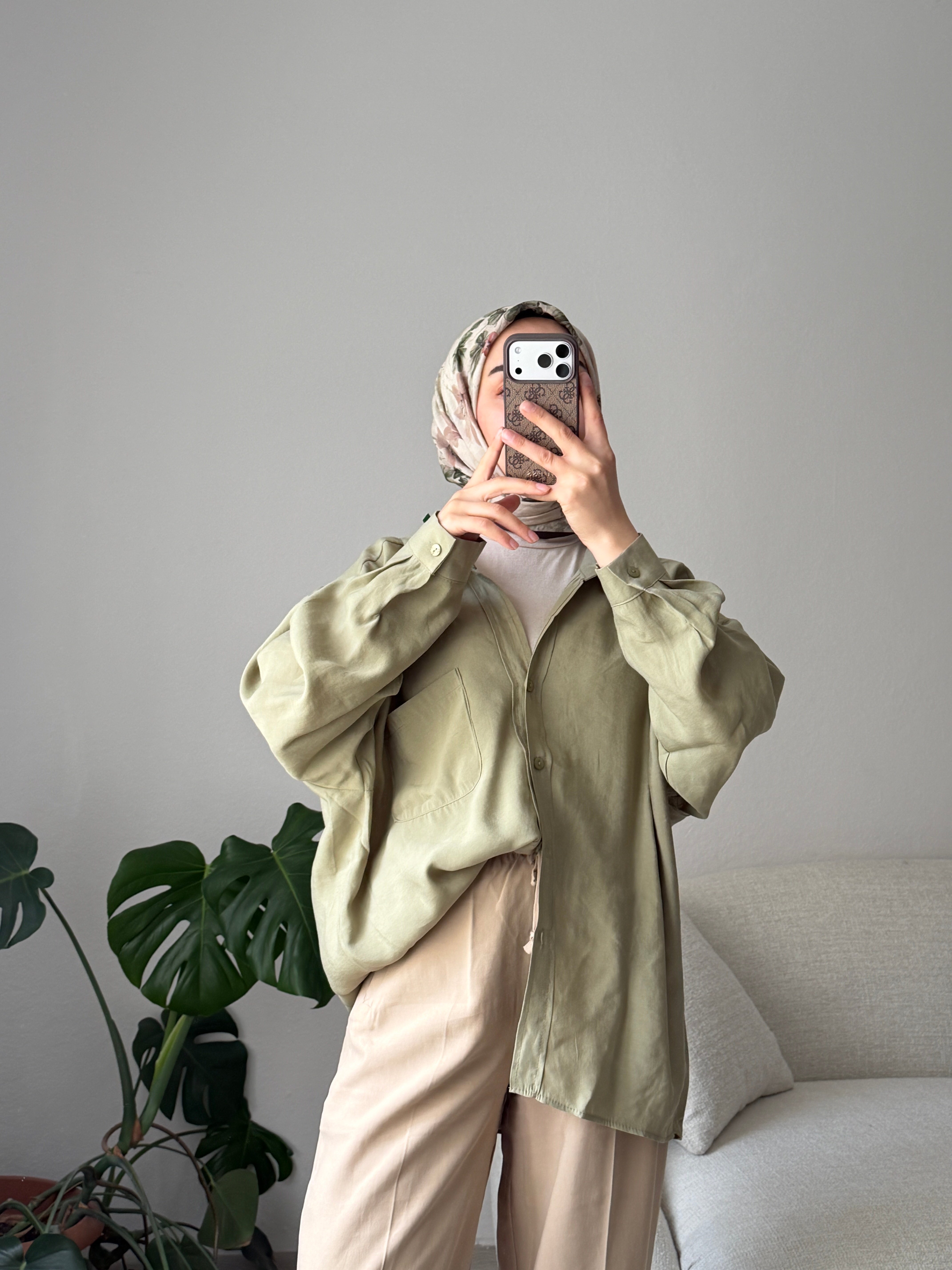 Çağla Yeşili Oversize Gömlek