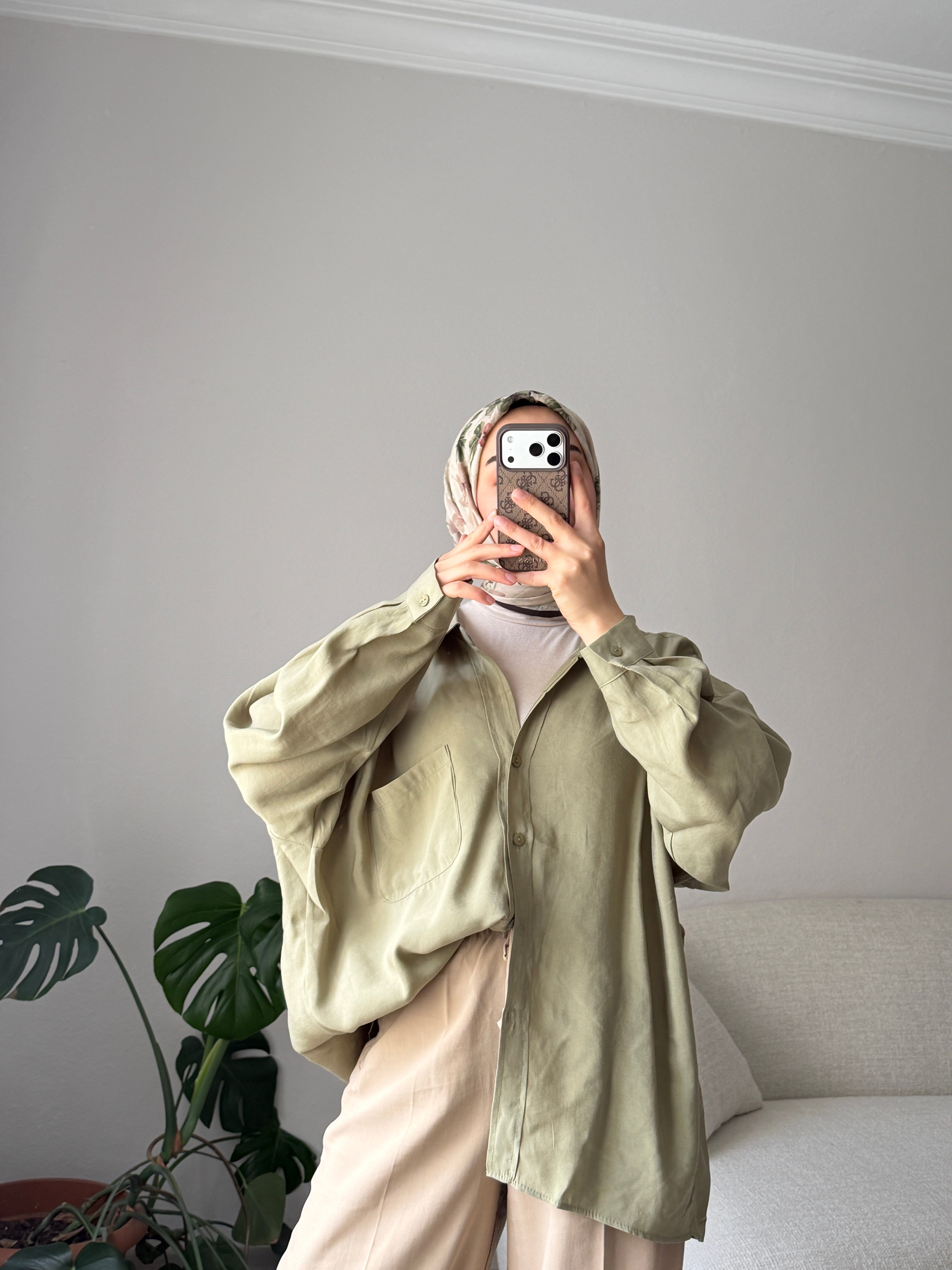 Çağla Yeşili Oversize Gömlek