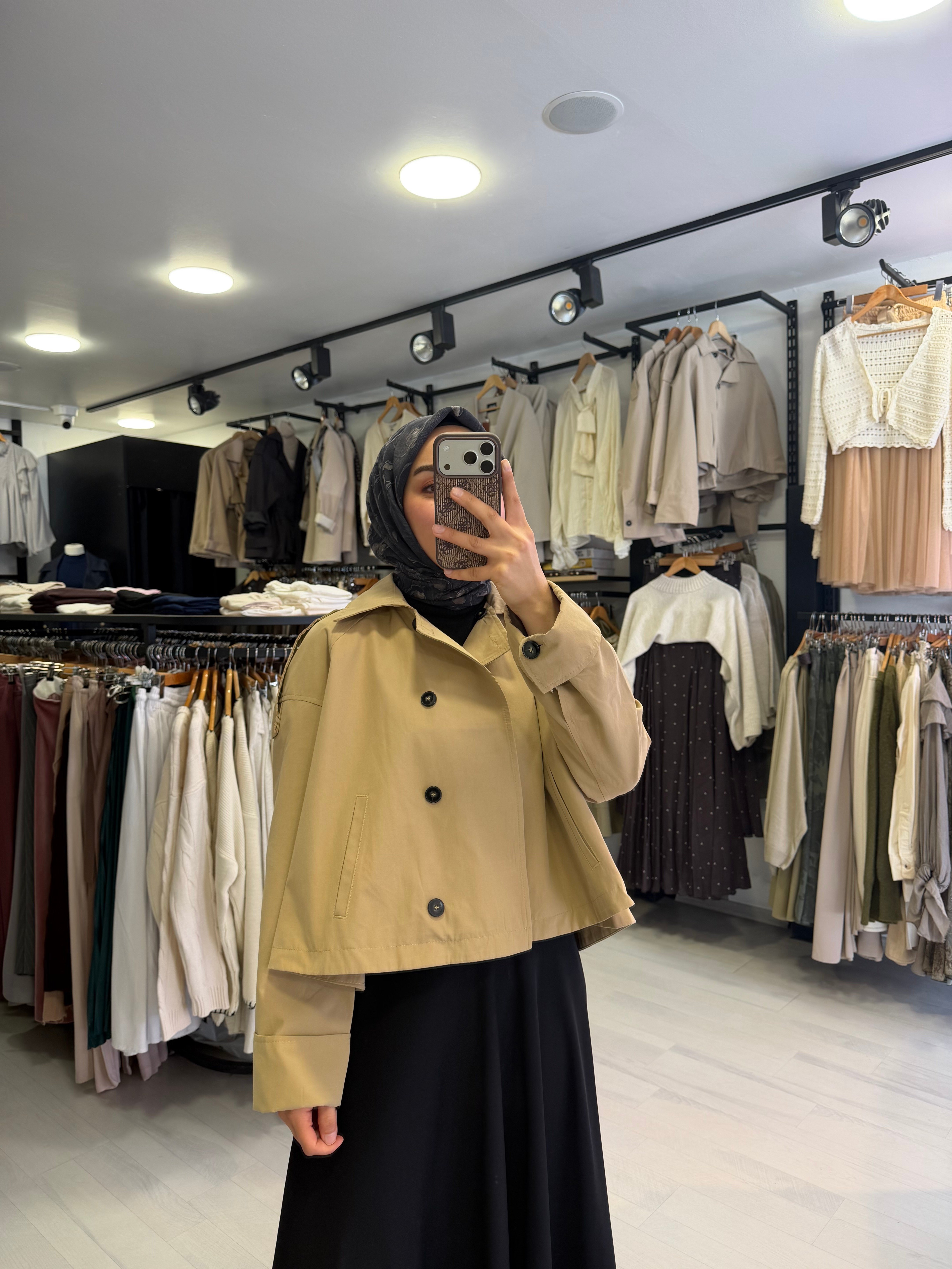 Camel Kısa Trençkot