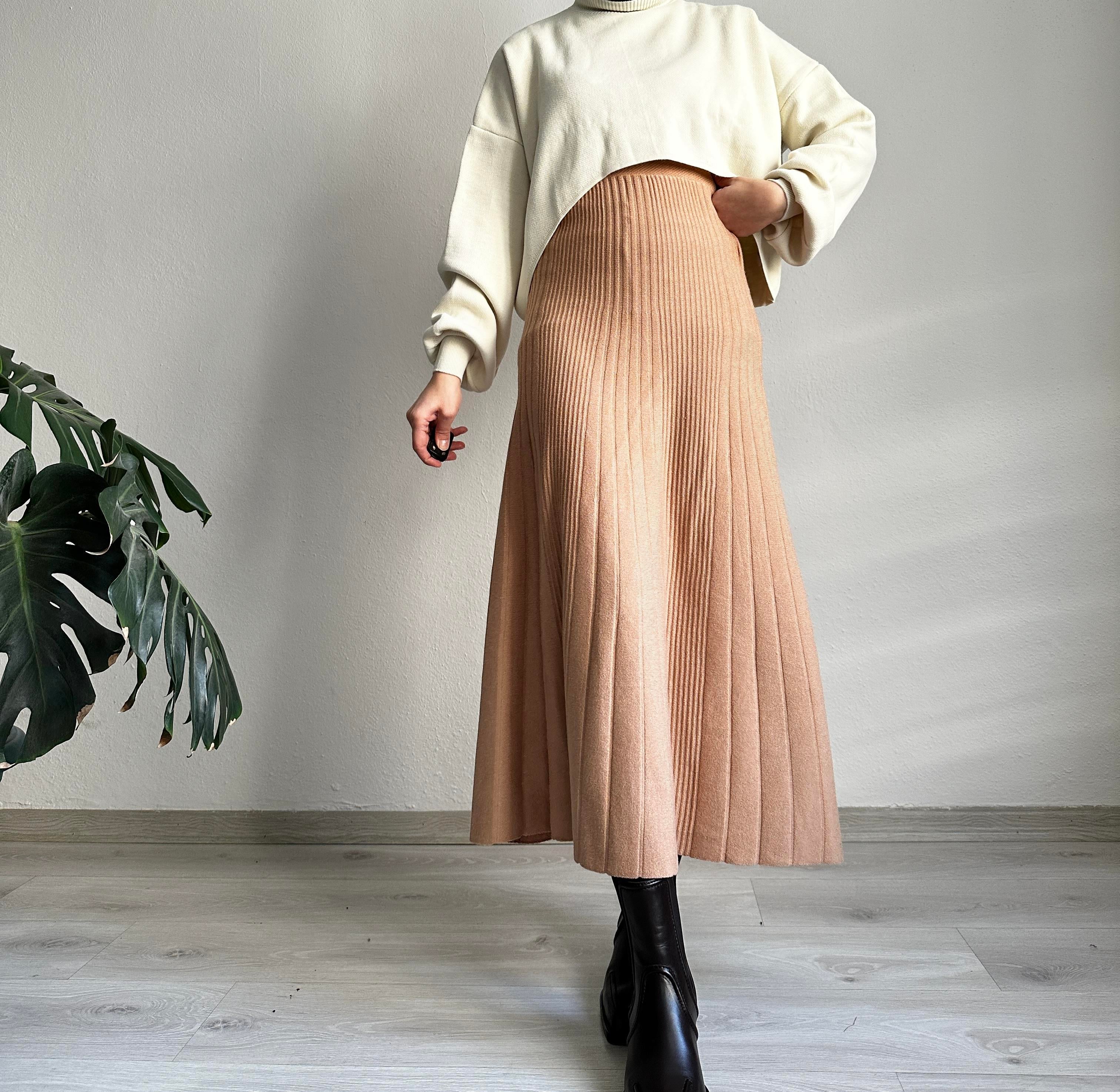 Camel Triko Çan Etek