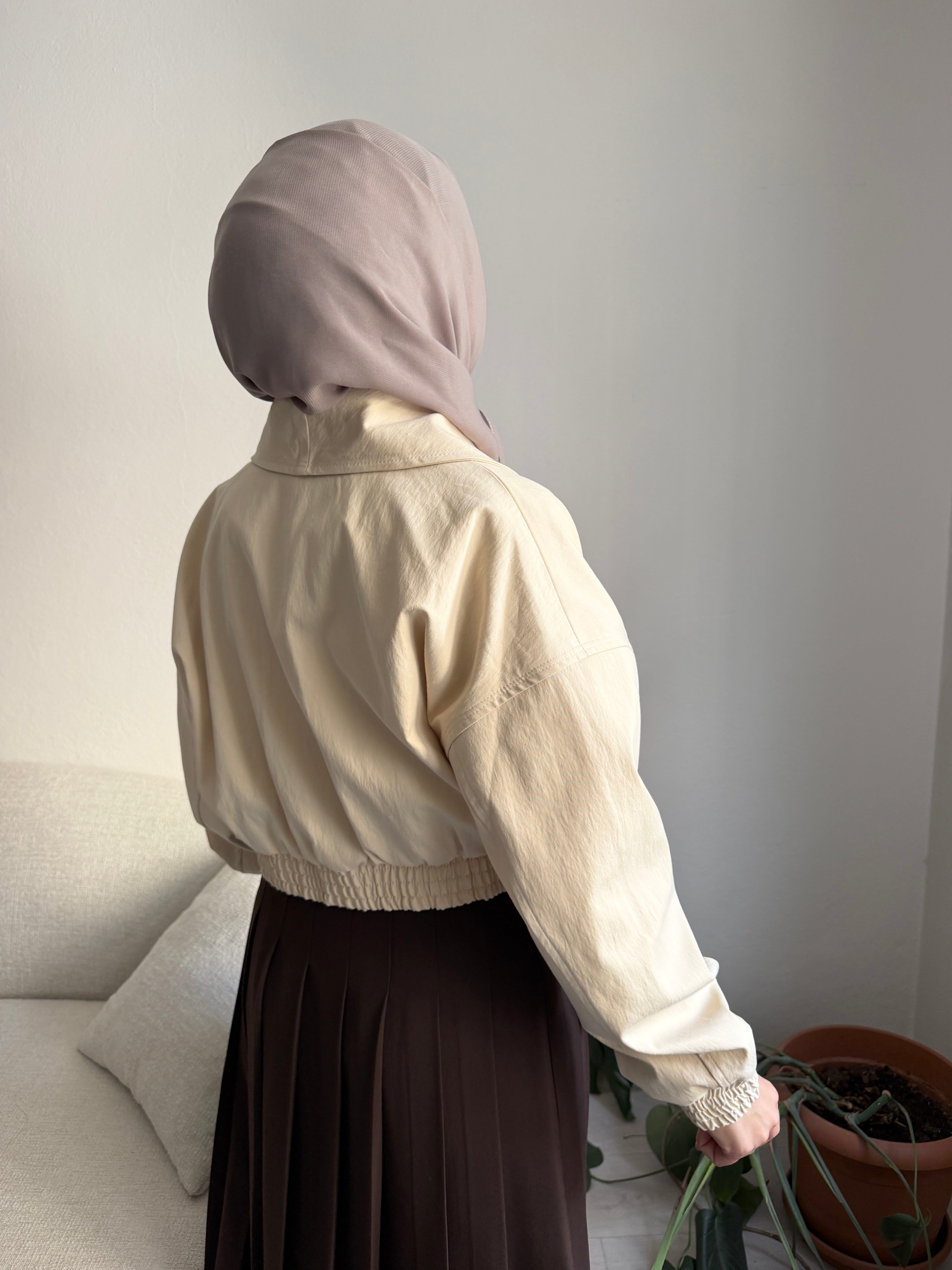 Ekru Çapraz Bağlamalı Ceket