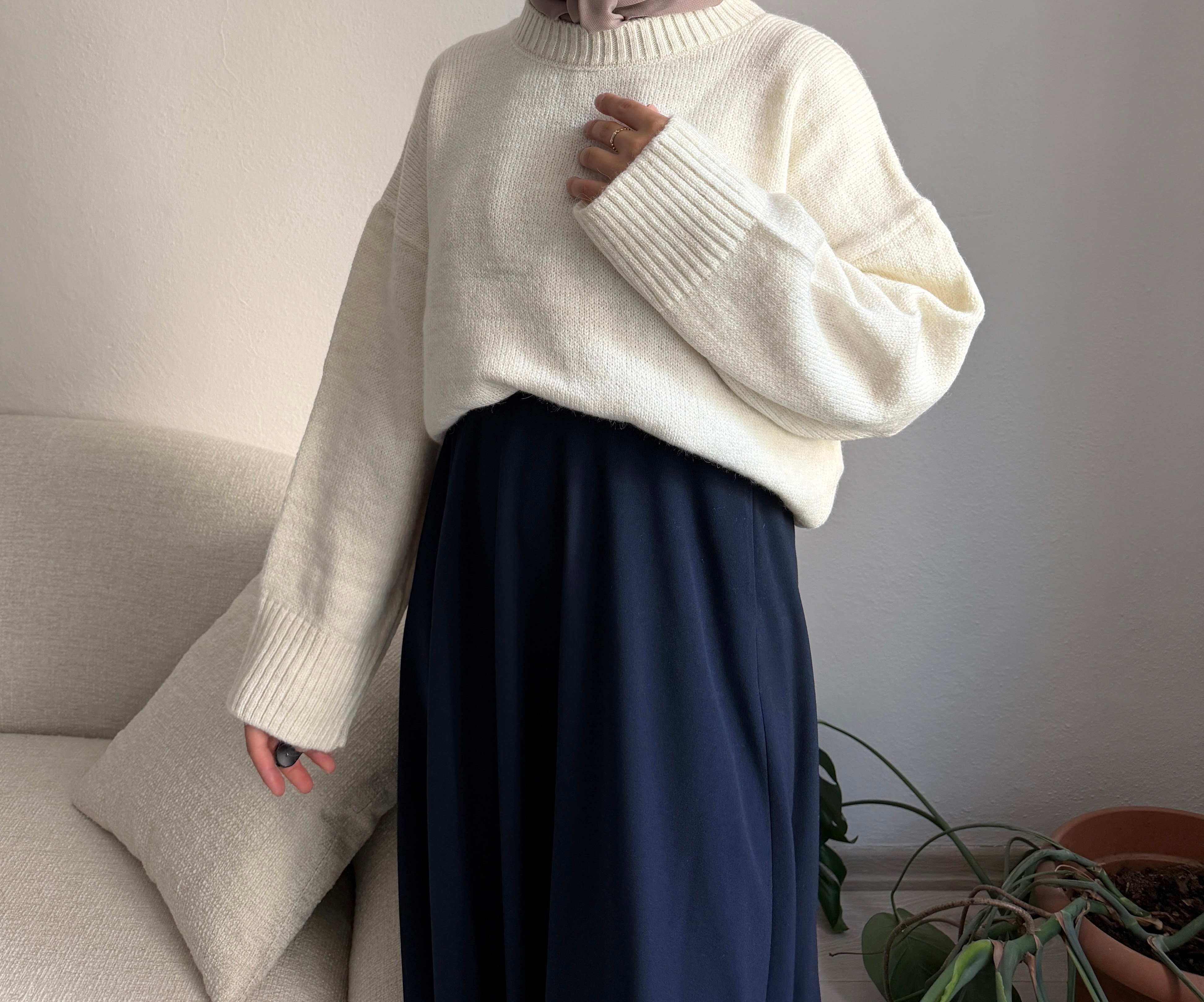 Ekru Oversize Kazak