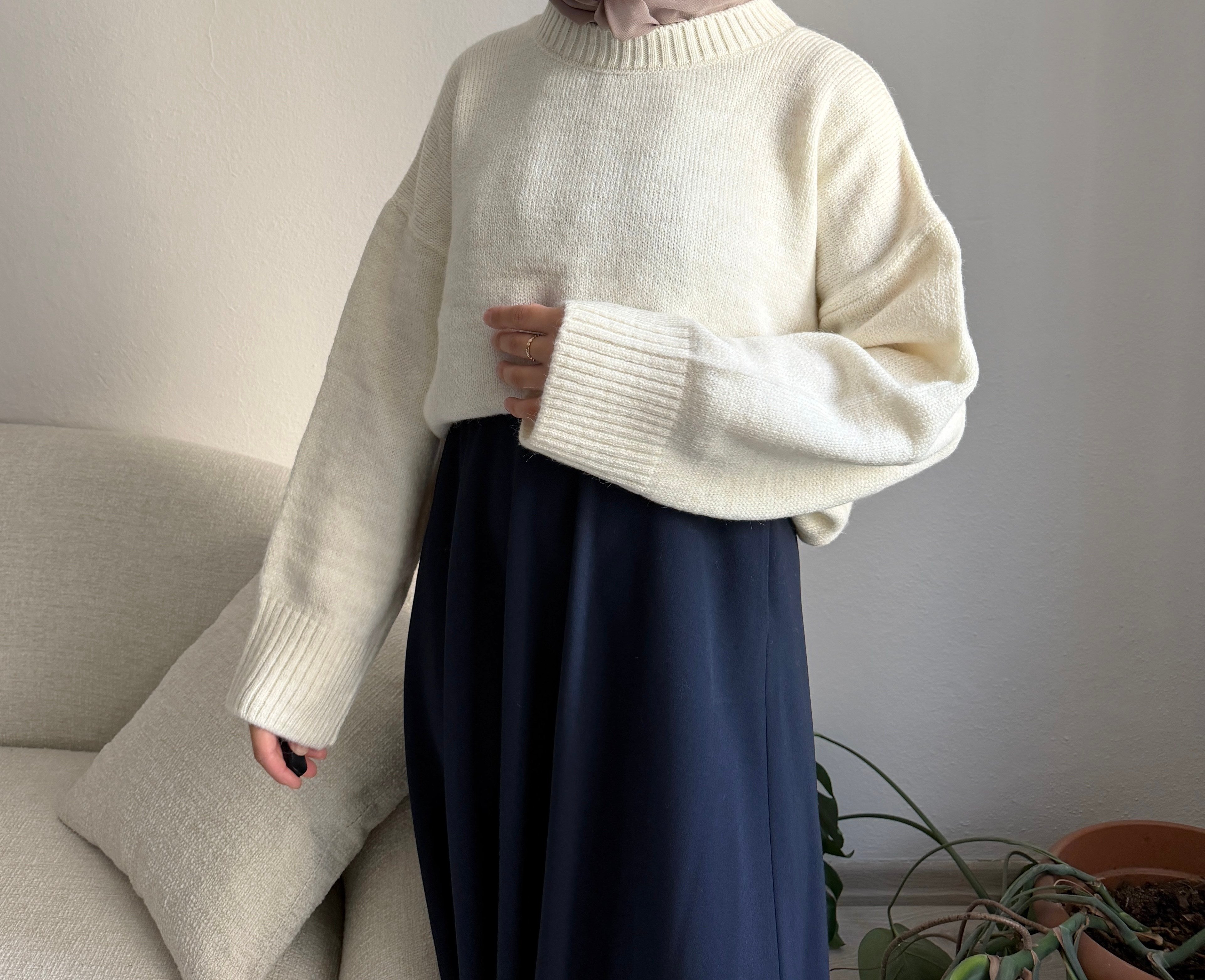 Ekru Oversize Kazak