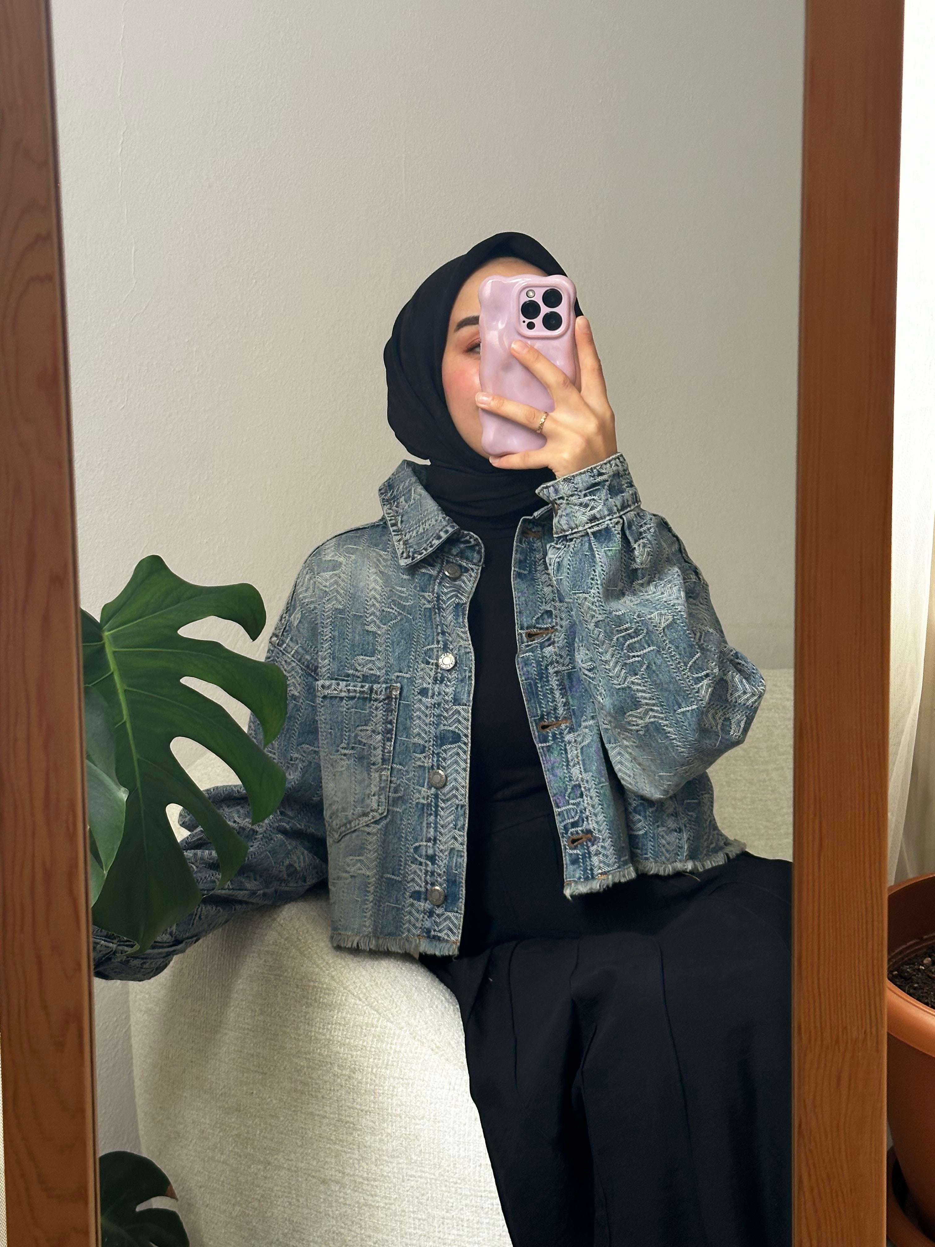 Eskitme Dokulu Denim Ceket