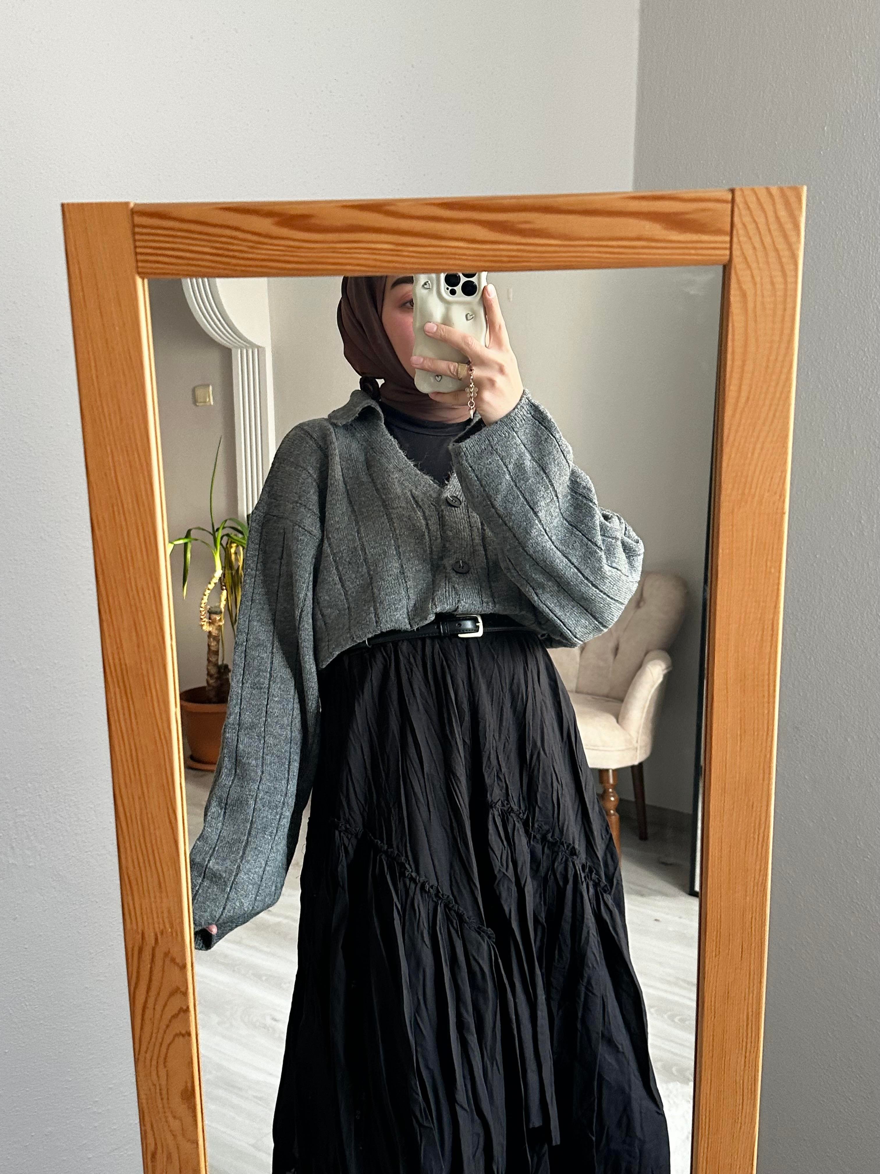 Gri Oversize Triko Hırka