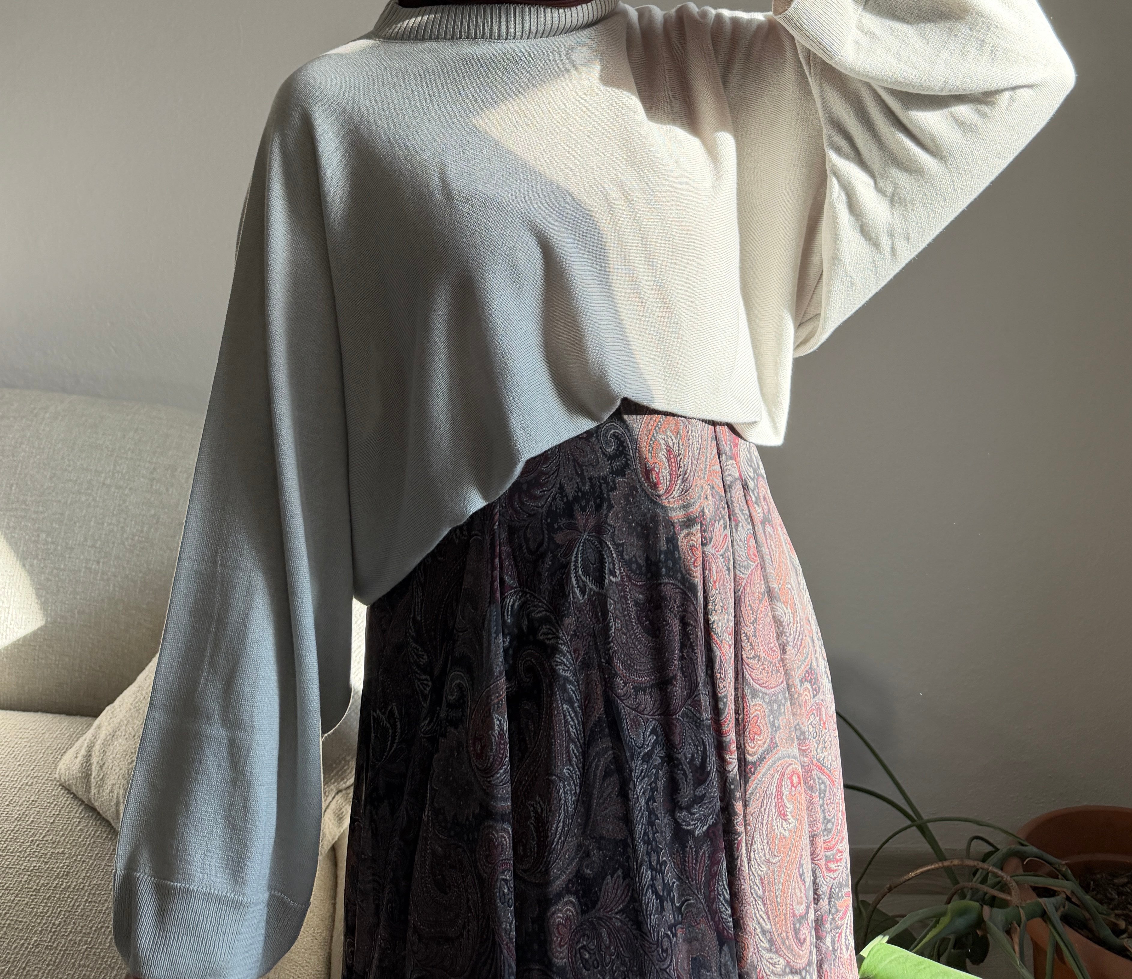 Gri Triko Oversize Kazak
