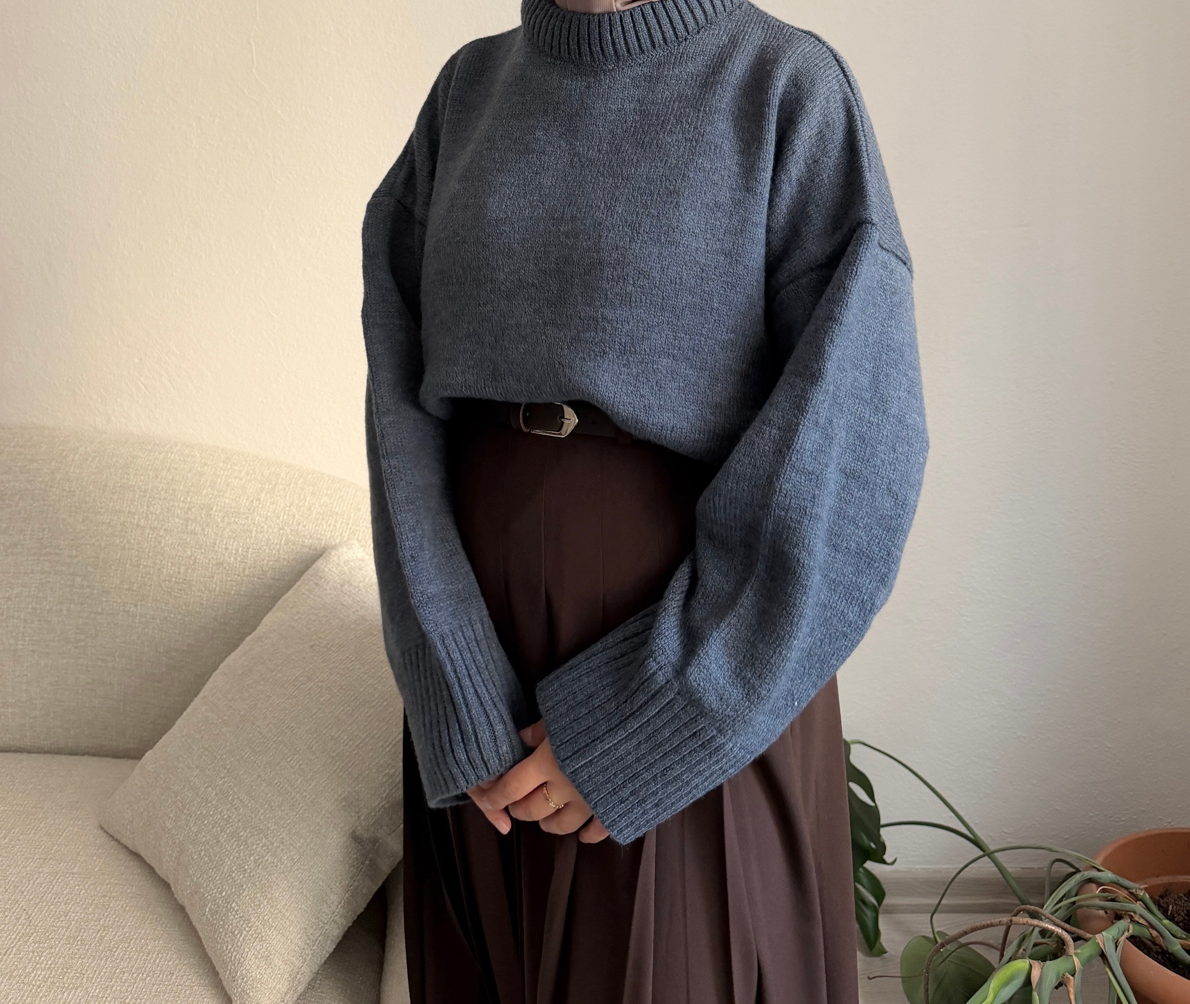 İndigo Oversize Kazak