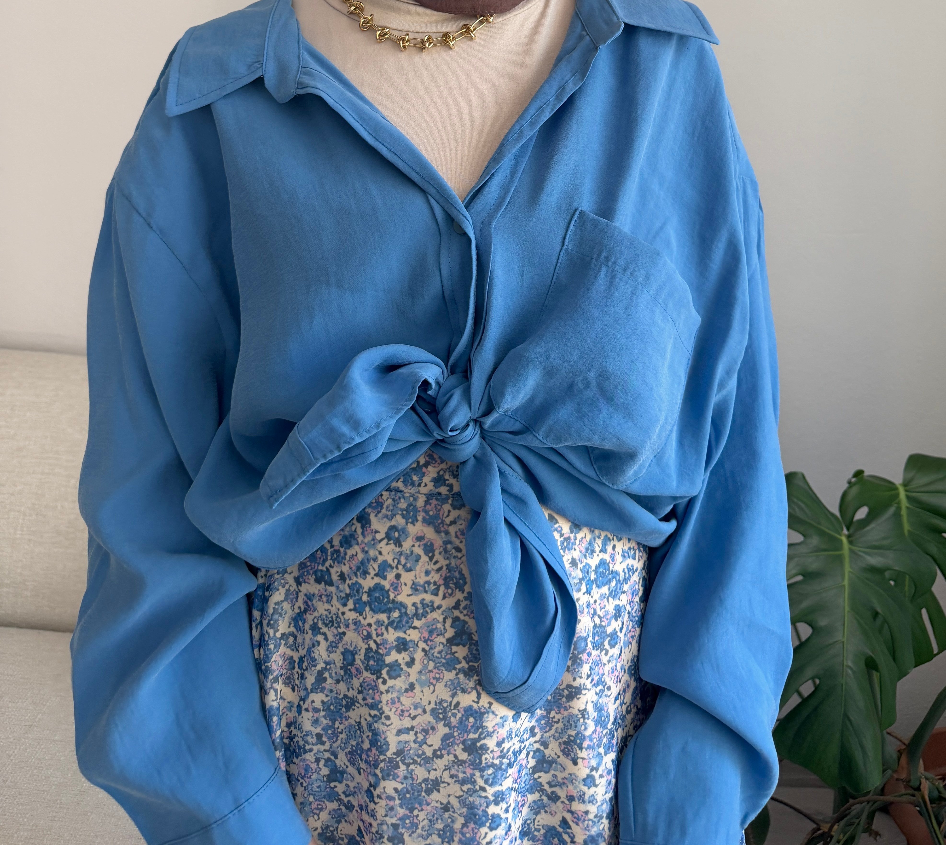 Koyu Mavi Oversize Gömlek