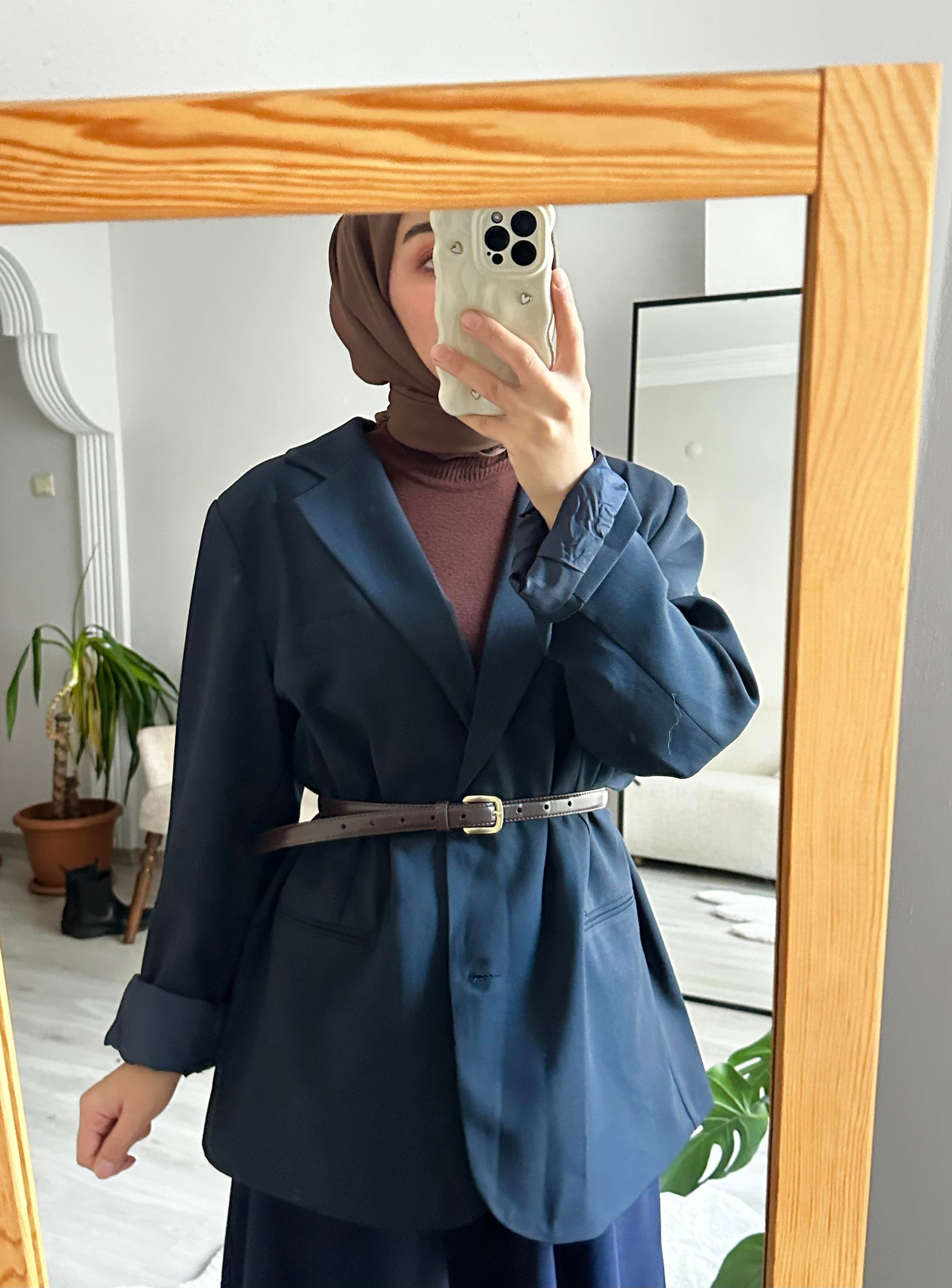 Lacivert Oversize Blazer Ceket