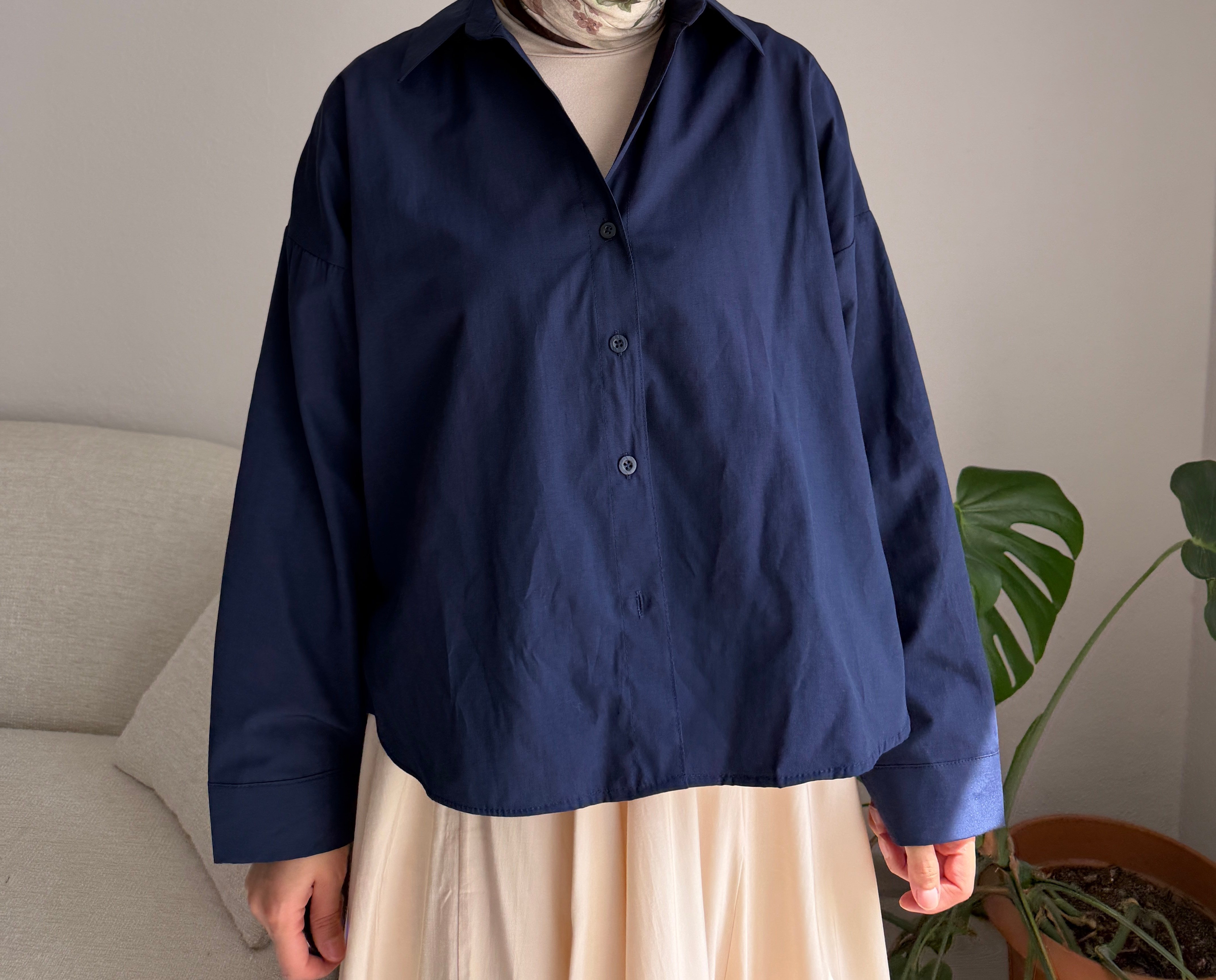 Lacivert Oversize Gömlek