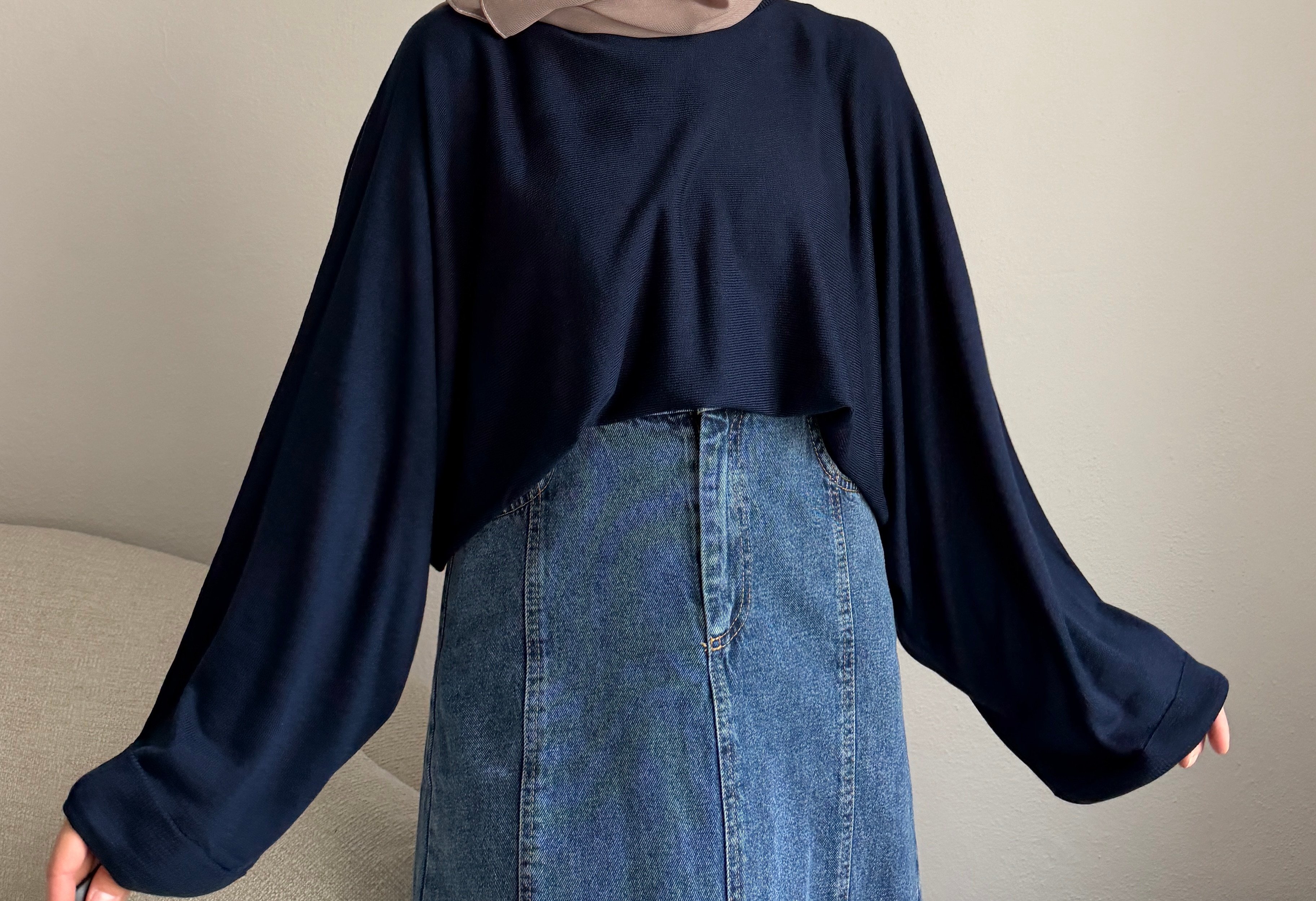 Lacivert Oversize Triko Kazak