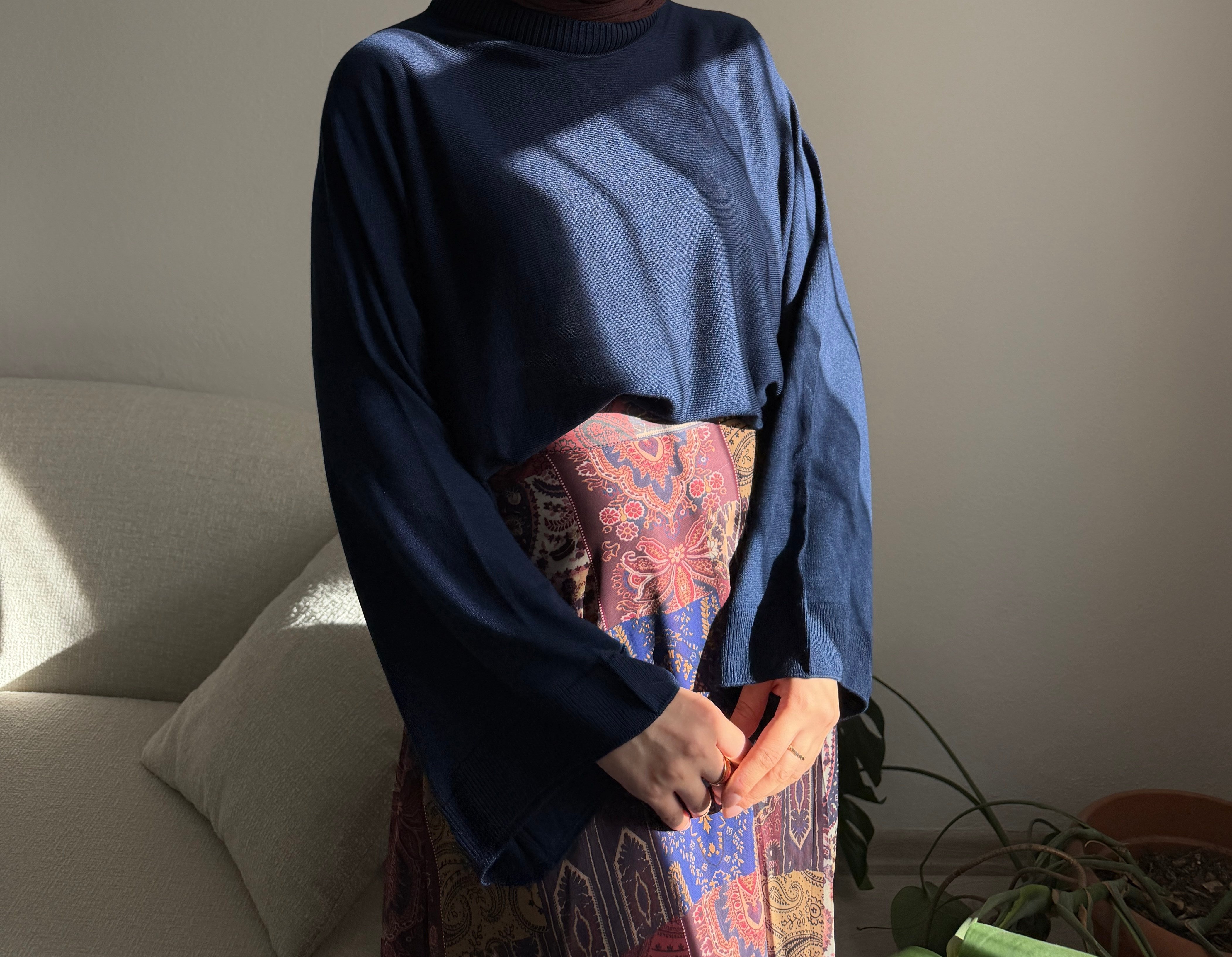 Lacivert Triko Oversize Kazak