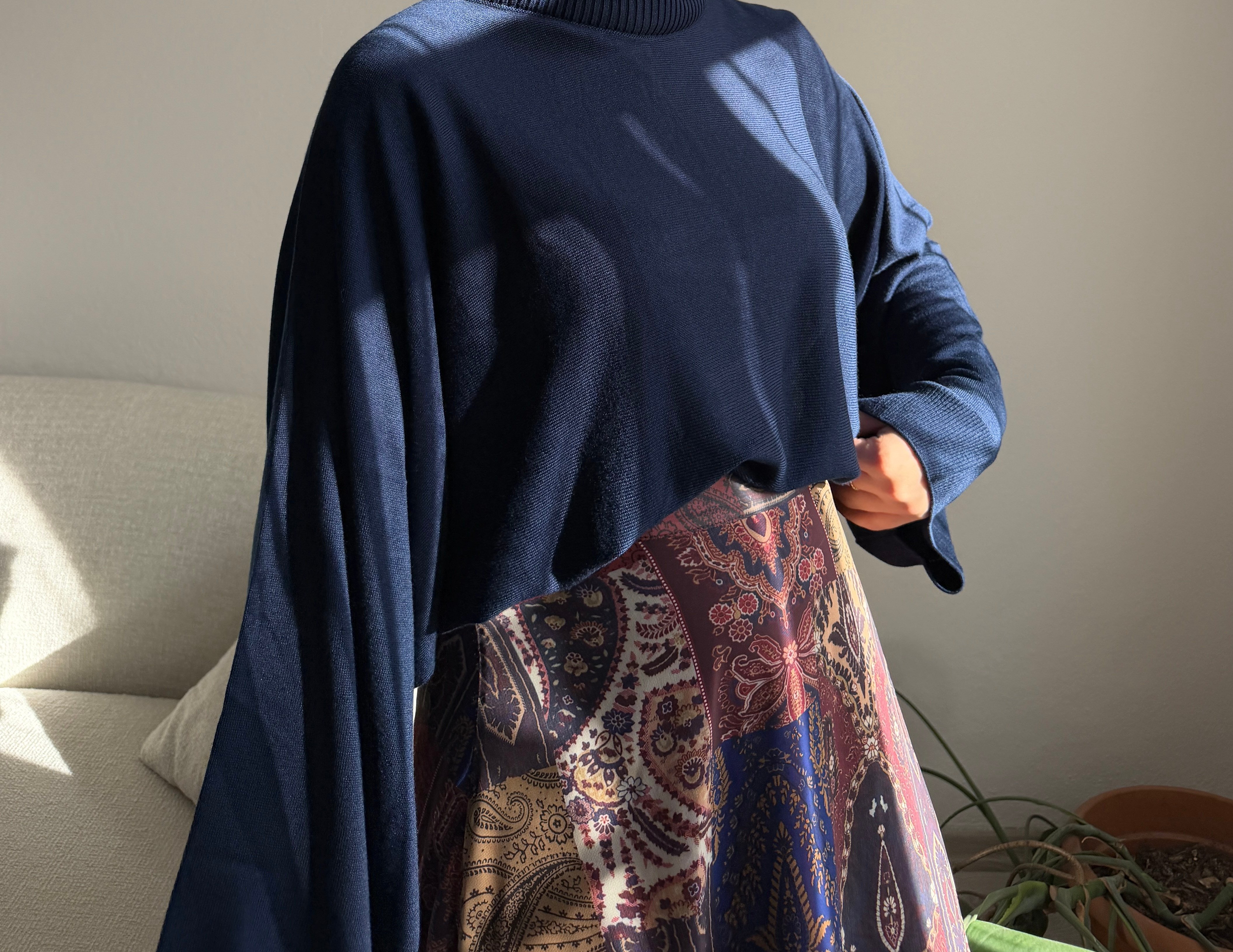 Lacivert Triko Oversize Kazak