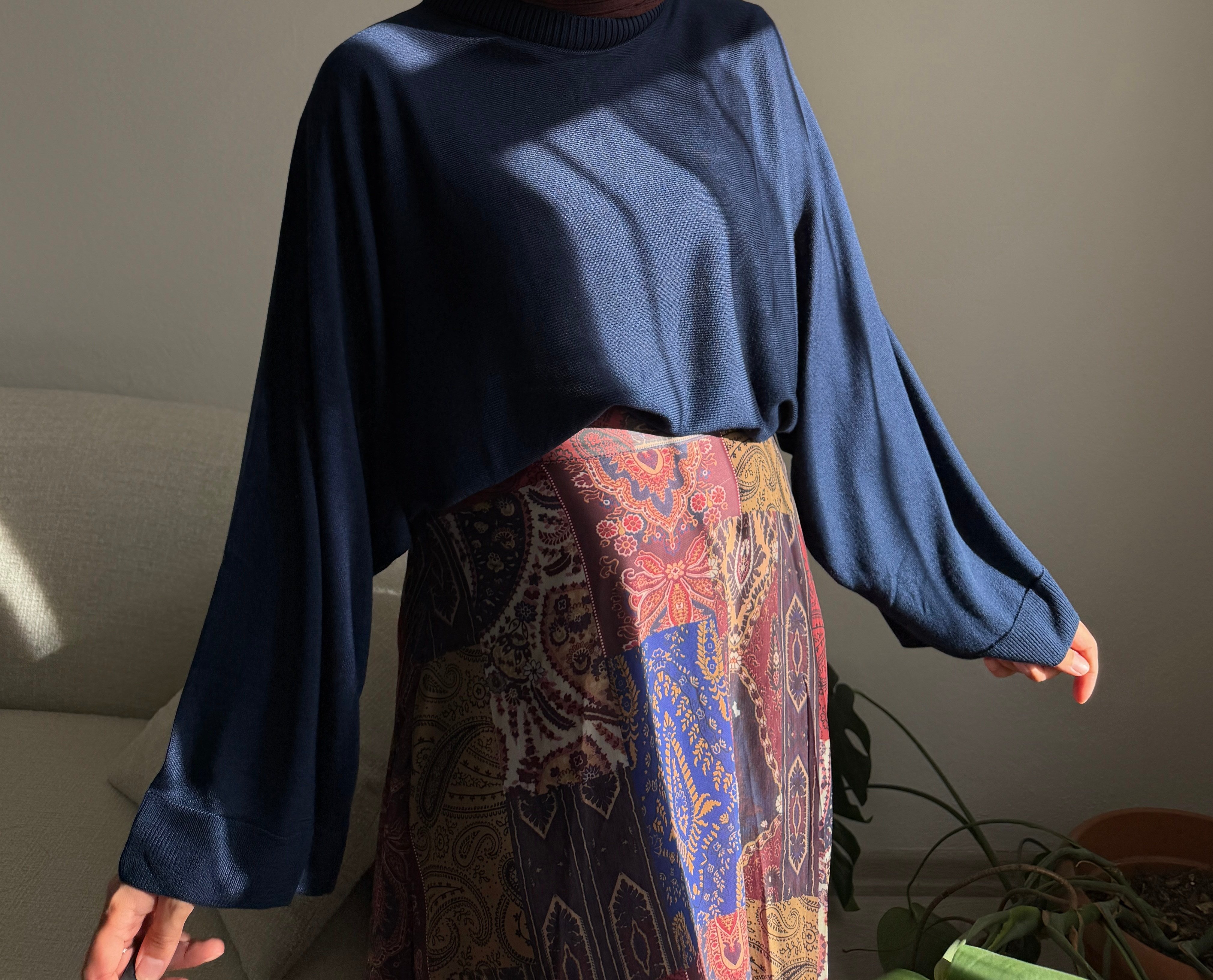 Lacivert Triko Oversize Kazak