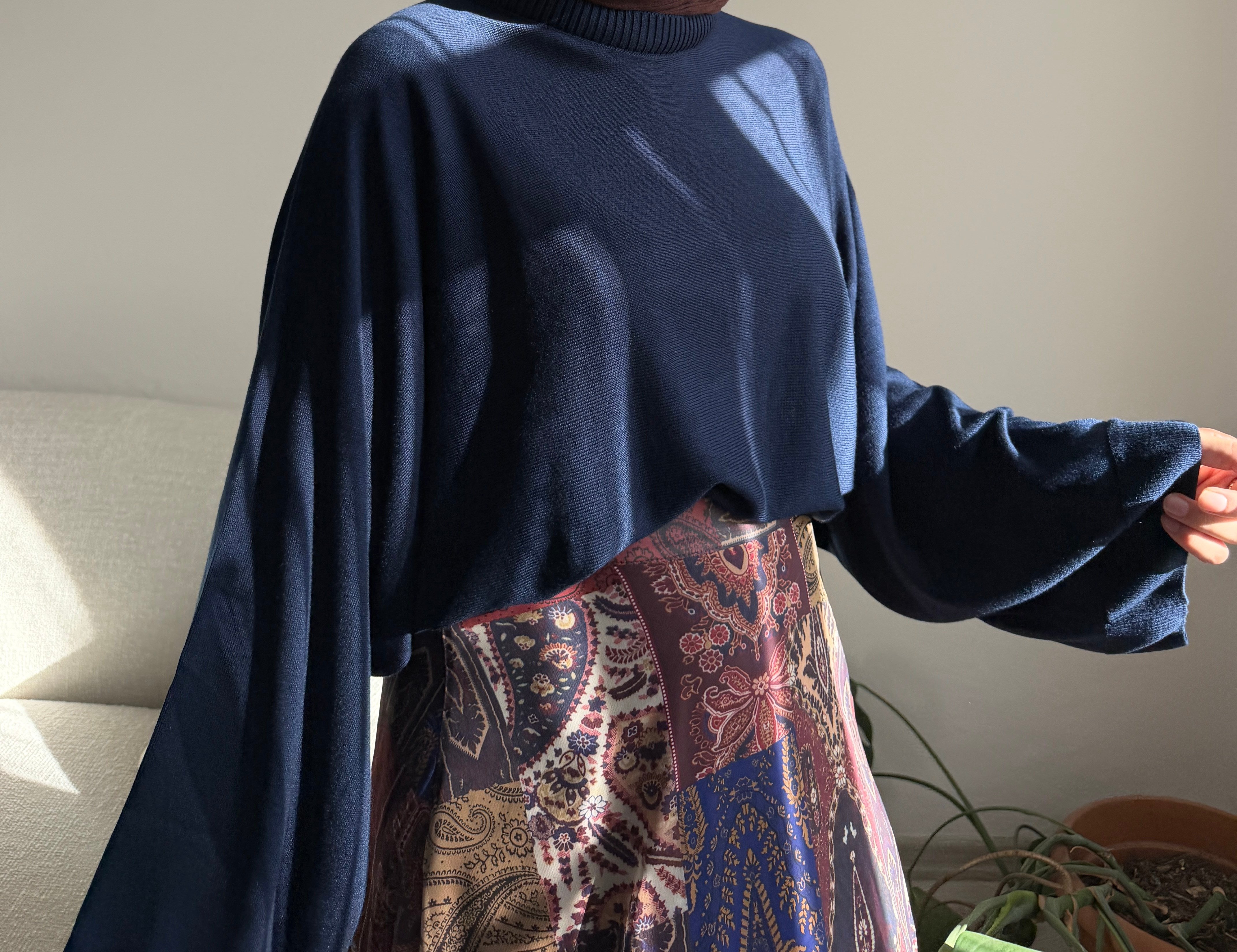 Lacivert Triko Oversize Kazak
