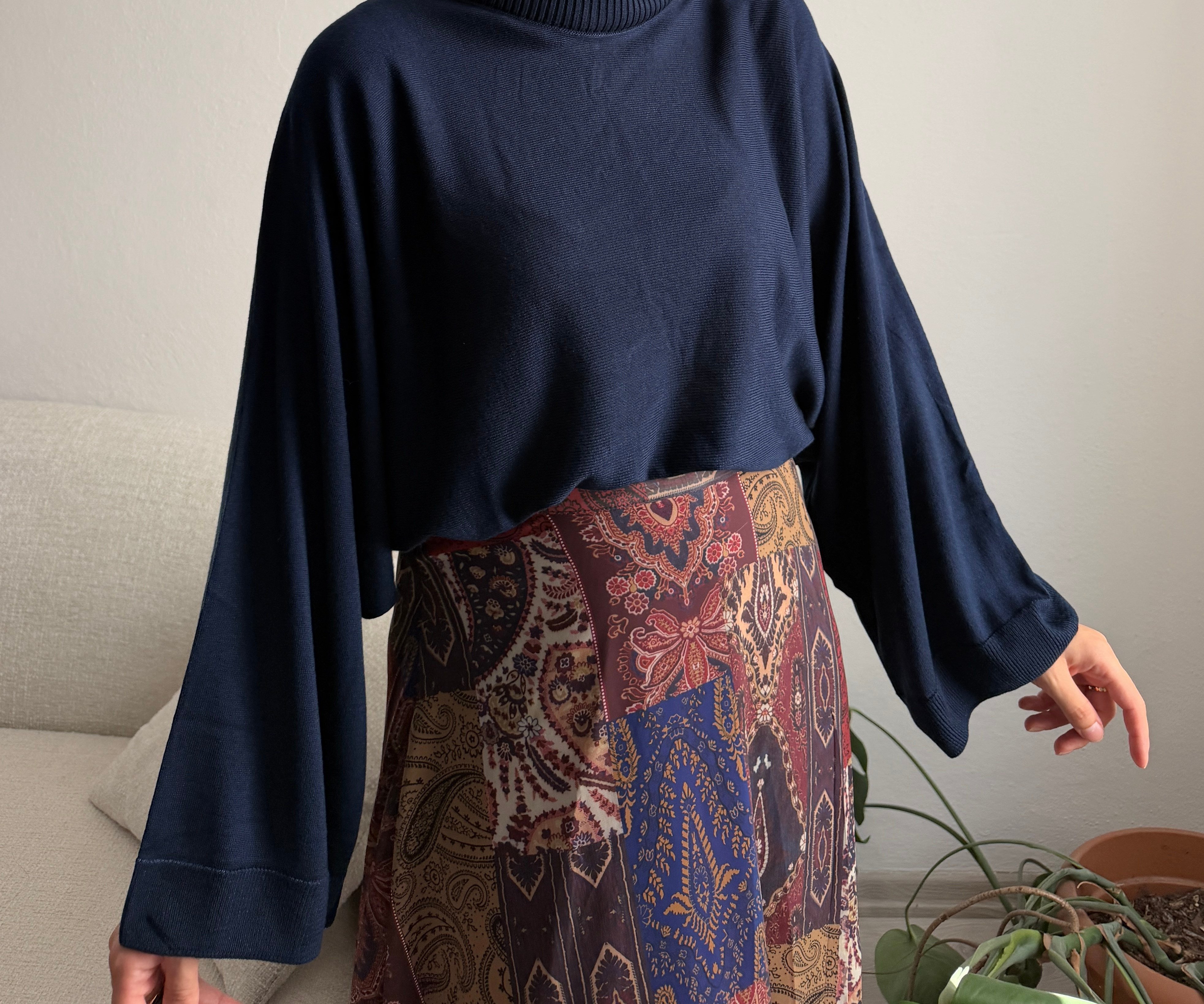 Lacivert Triko Oversize Kazak