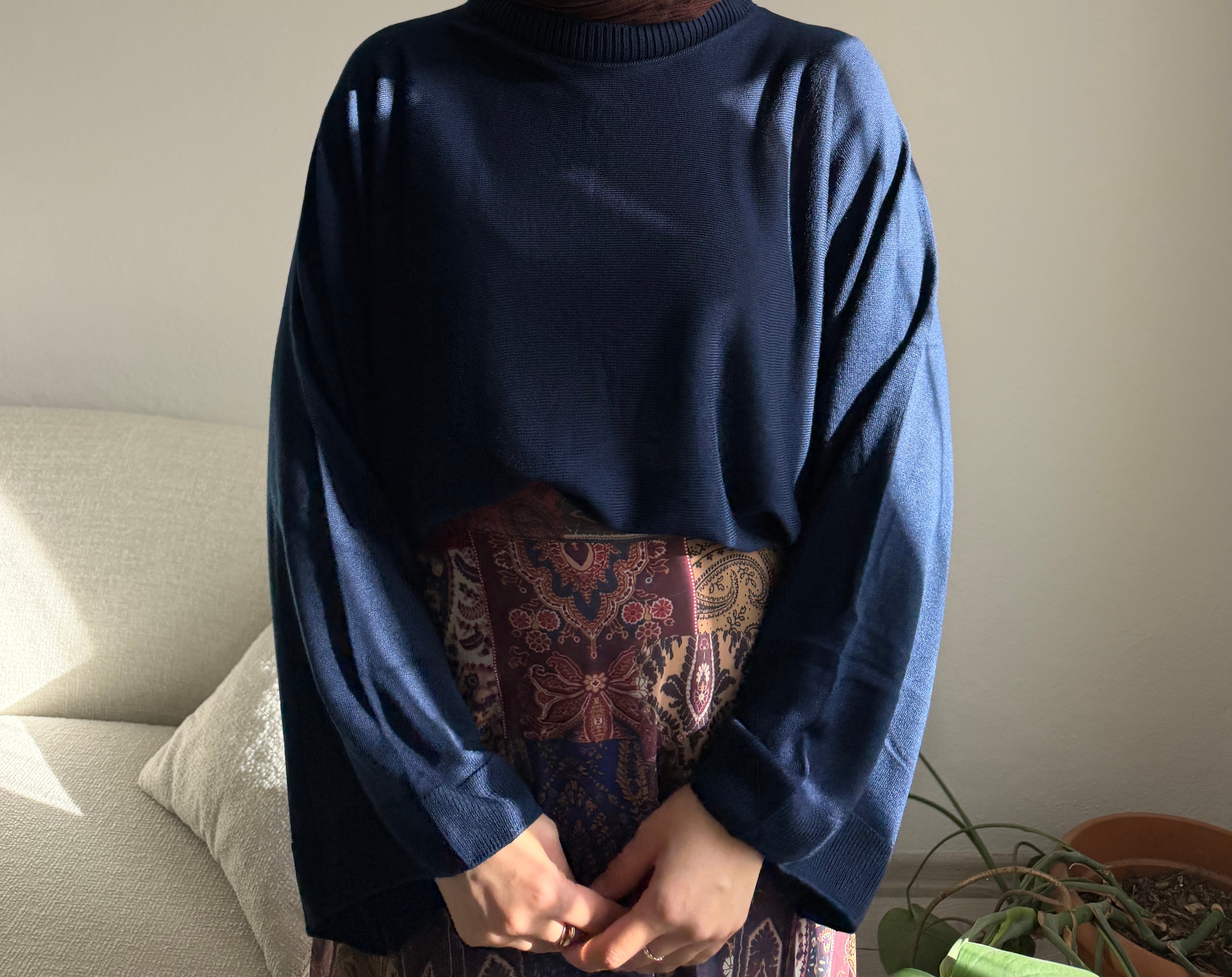 Lacivert Triko Oversize Kazak