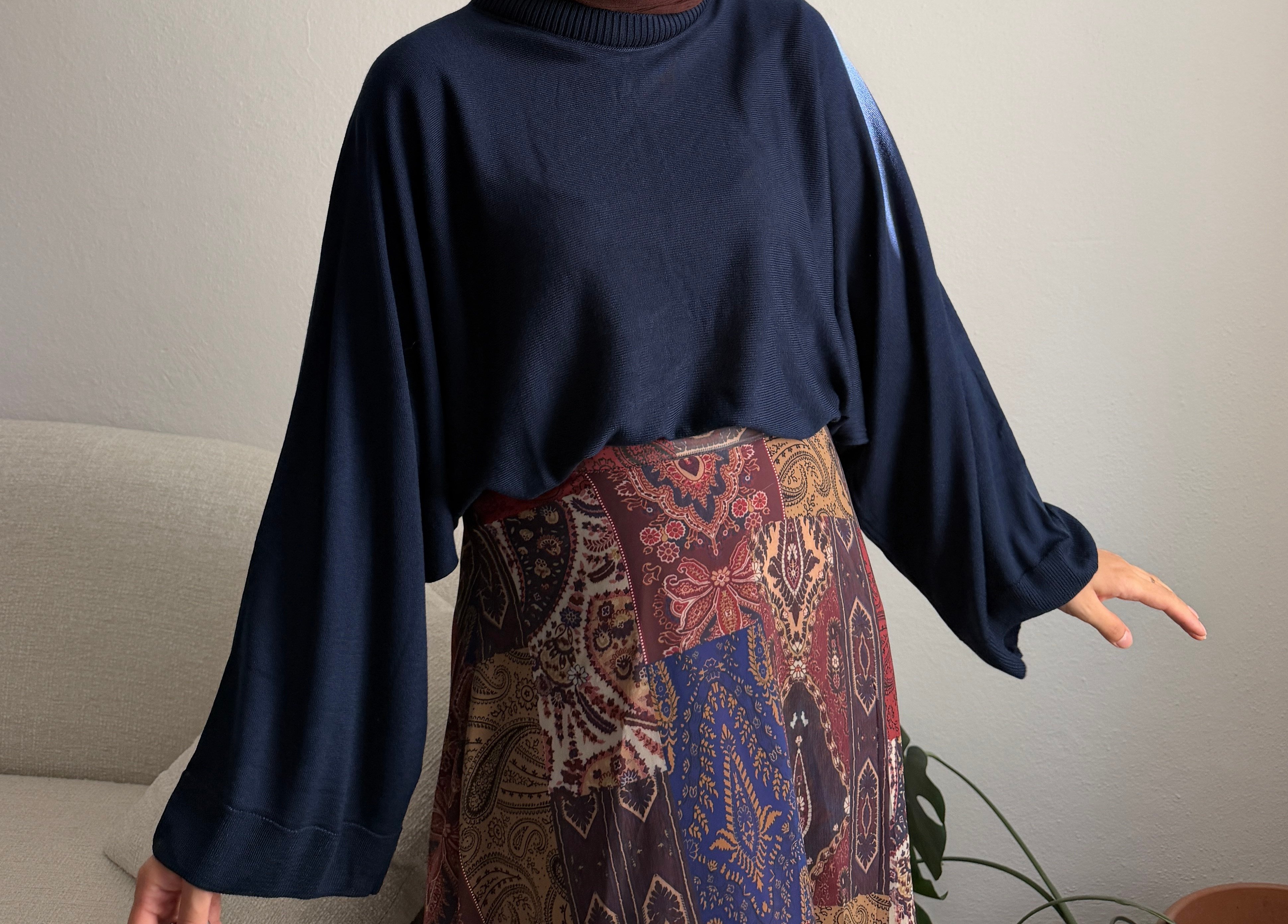 Lacivert Triko Oversize Kazak