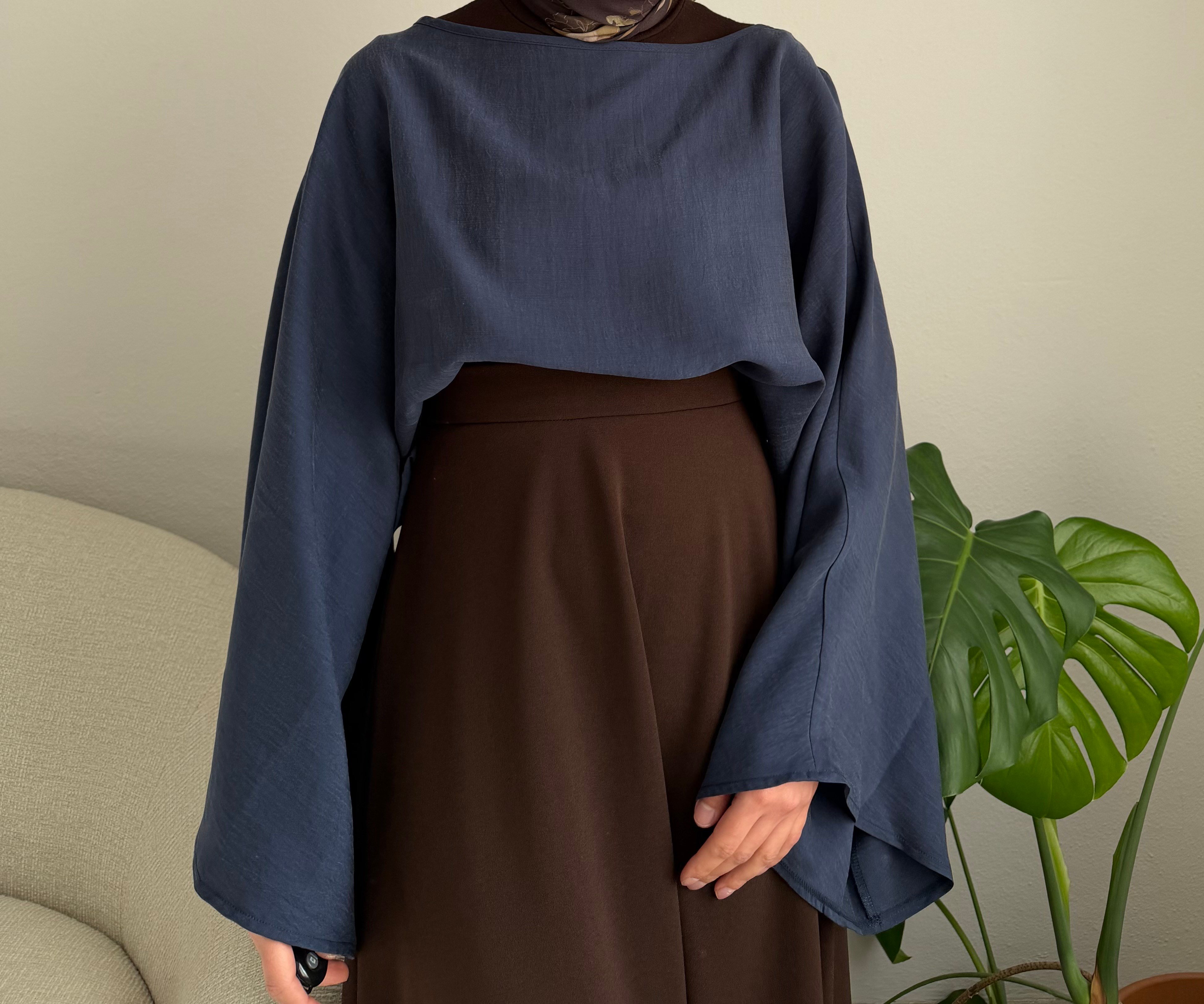 Mavi Geniş Kol Bluz