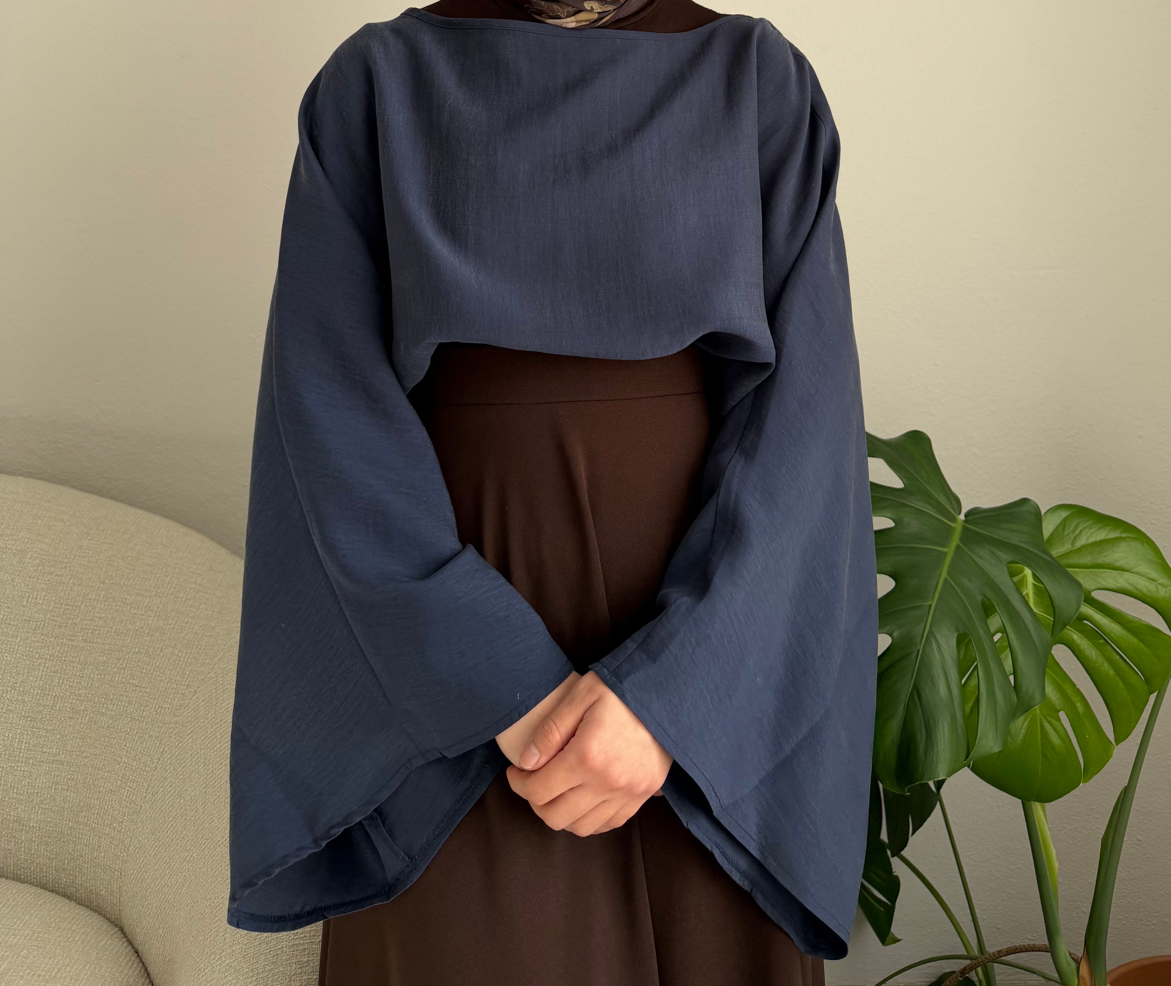 Mavi Geniş Kol Bluz