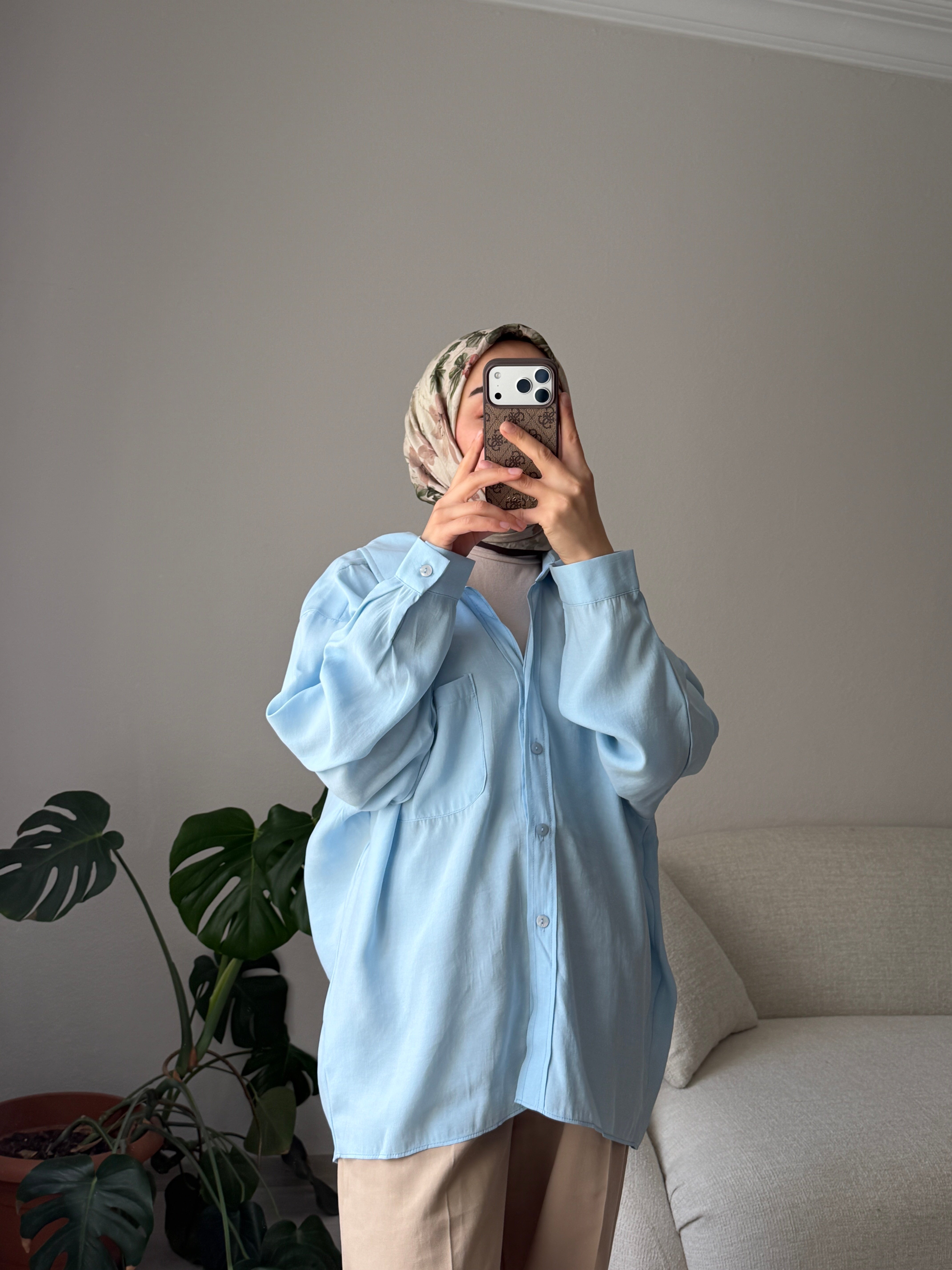 Mavi Oversize Gömlek