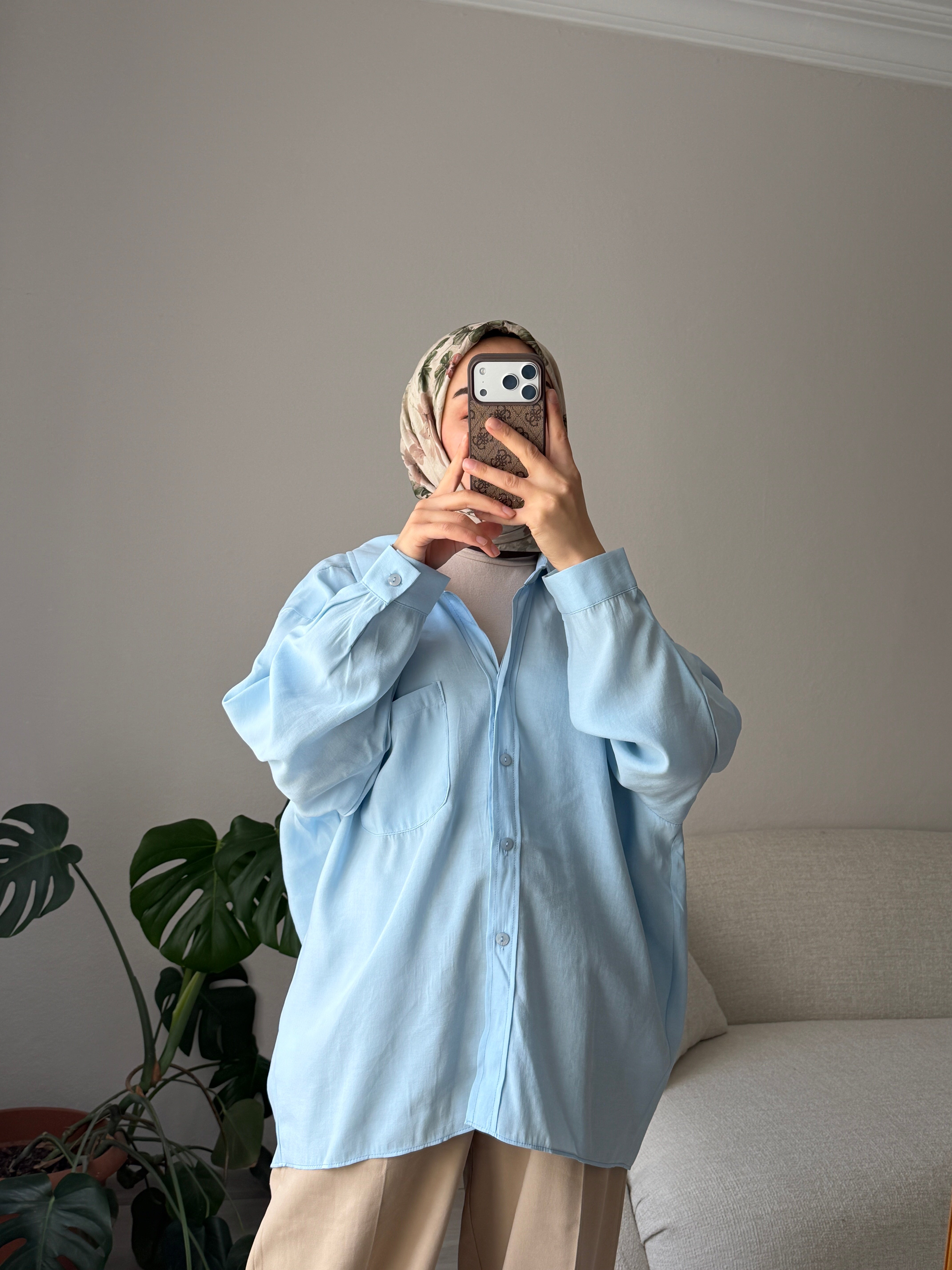 Mavi Oversize Gömlek