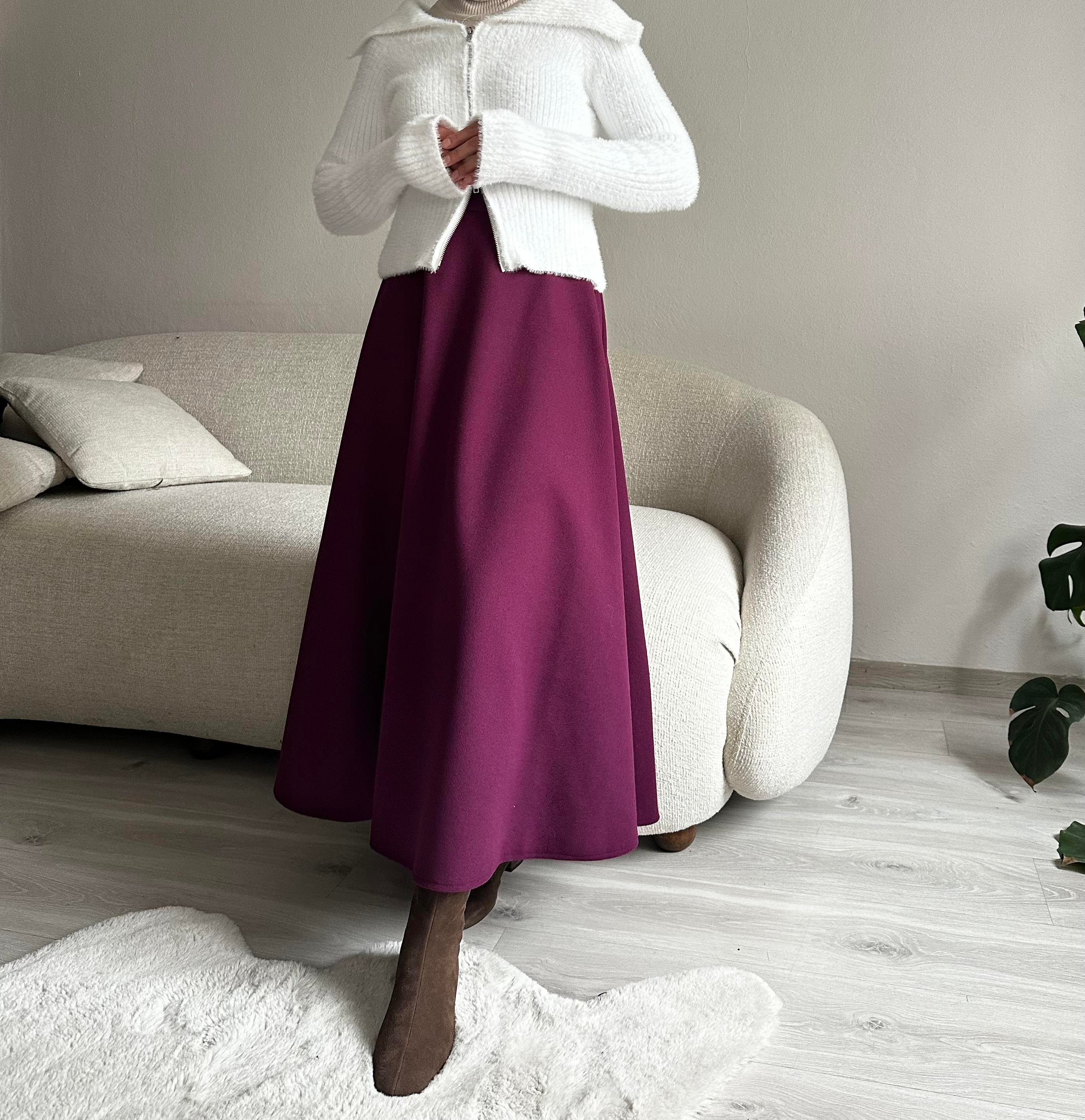 Mor Kaşe Kloş Etek