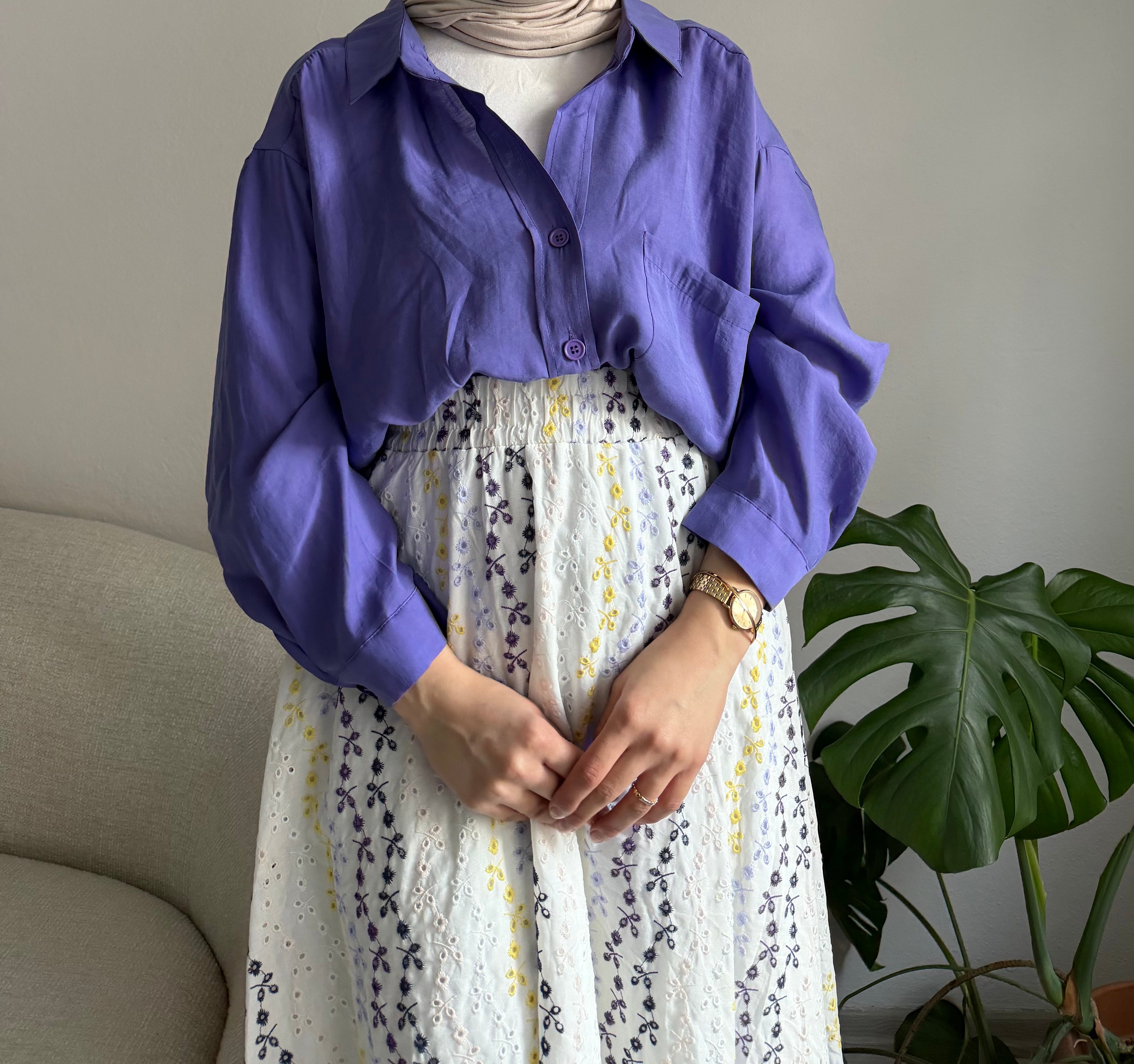 Mor Oversize Gömlek