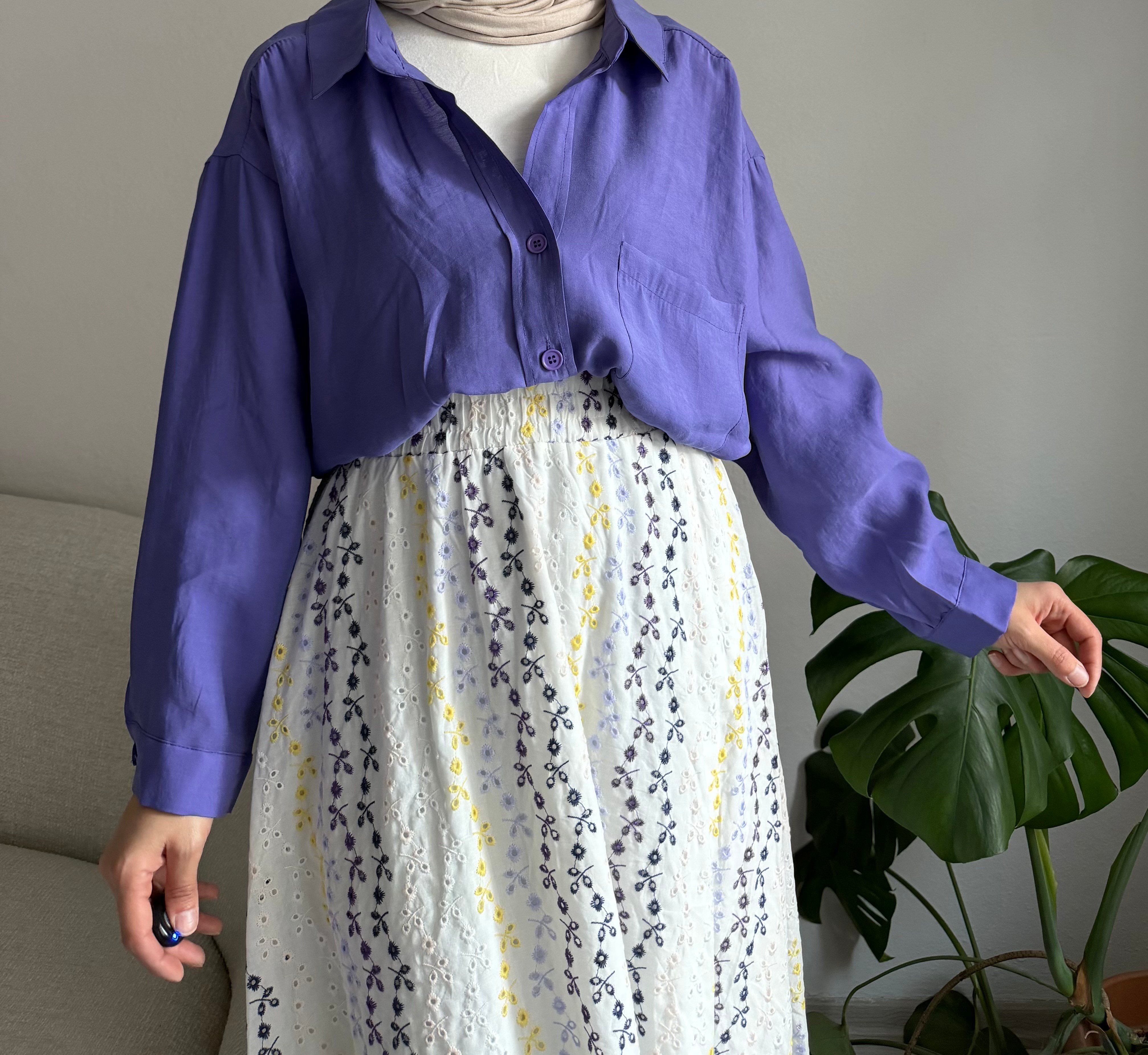 Mor Oversize Gömlek