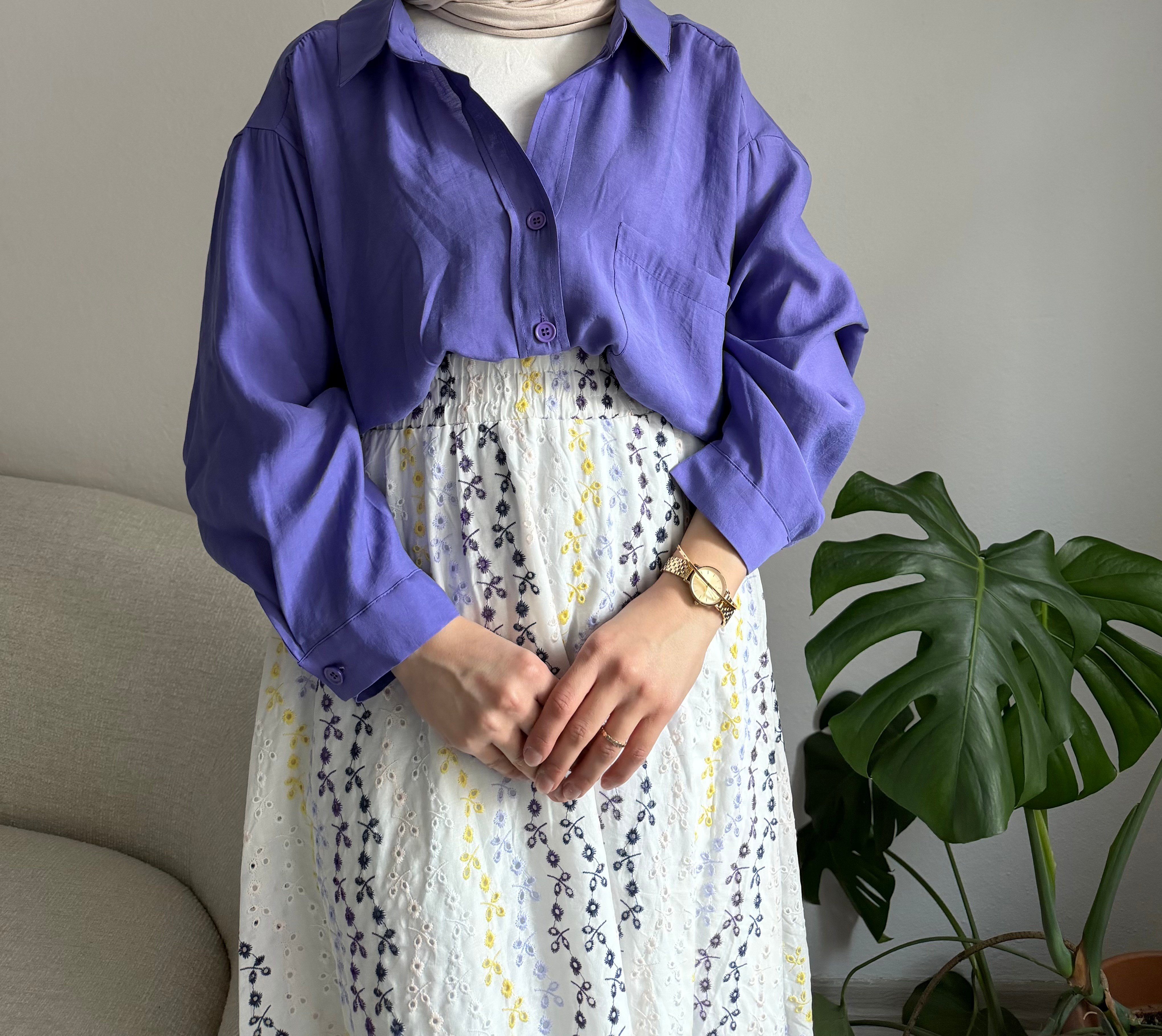 Mor Oversize Gömlek