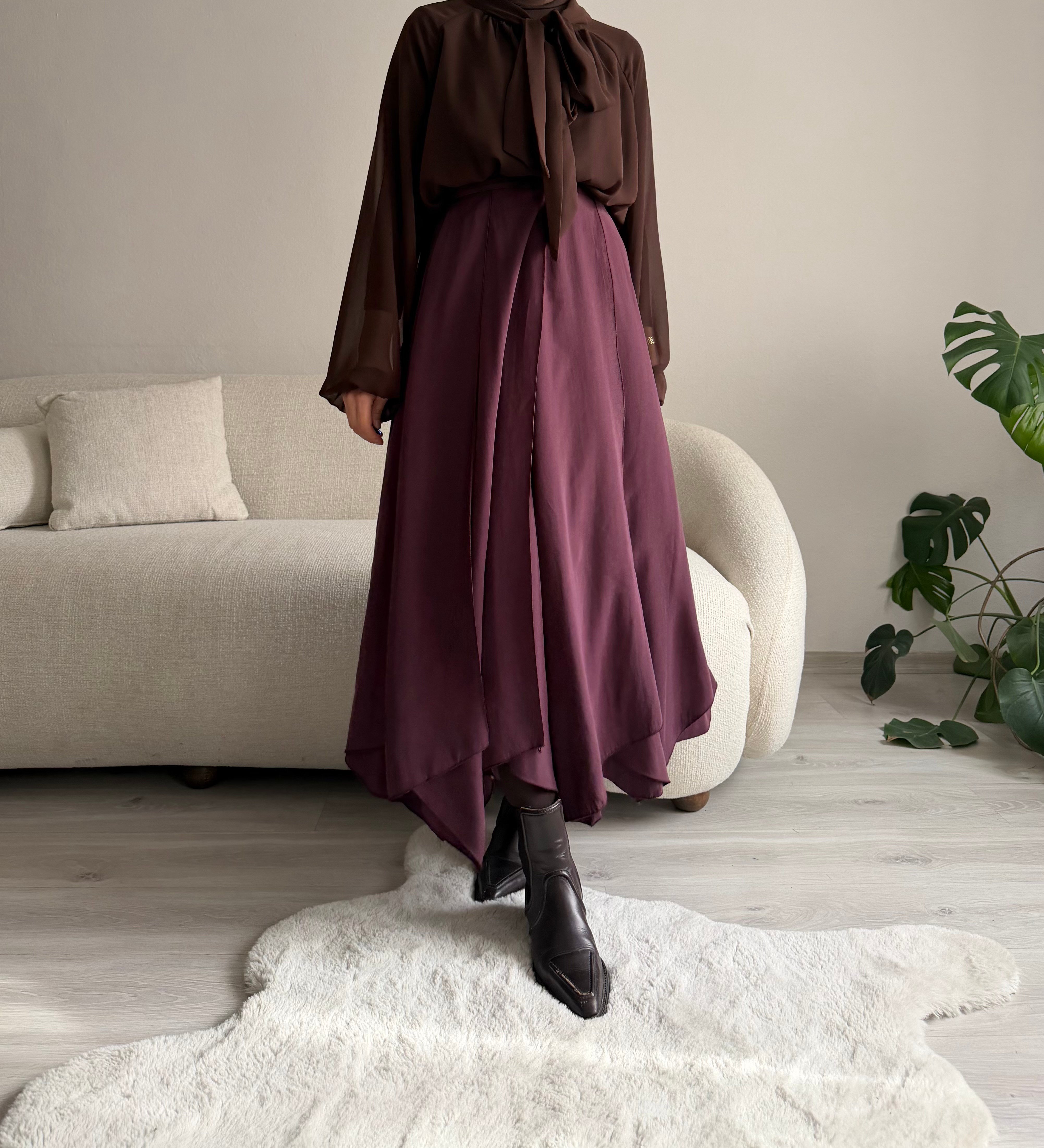 Mürdüm Çok Parçalı Etek