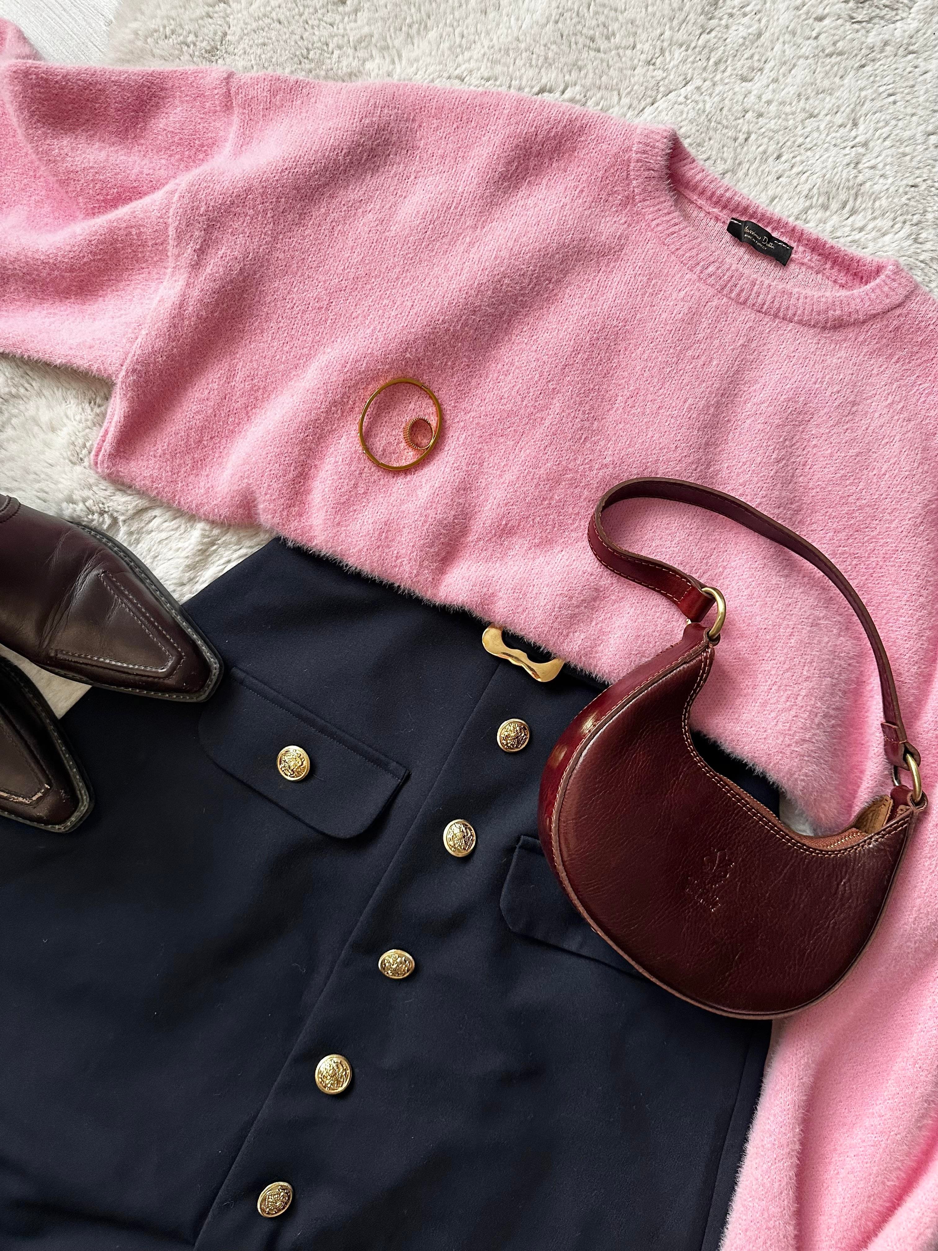 Pembe Peluş Oversize Kazak