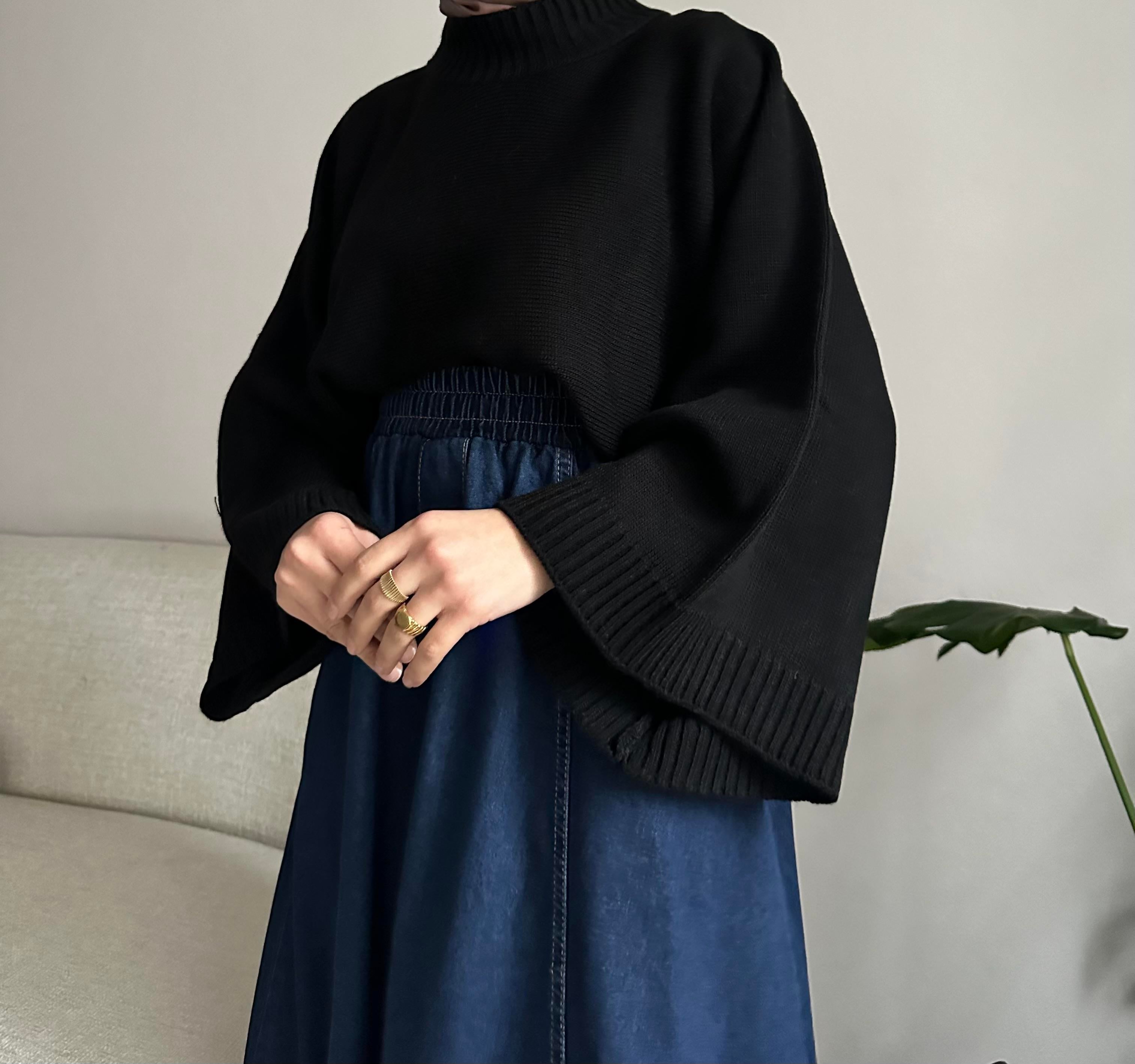 Siyah Geniş Kol Kazak