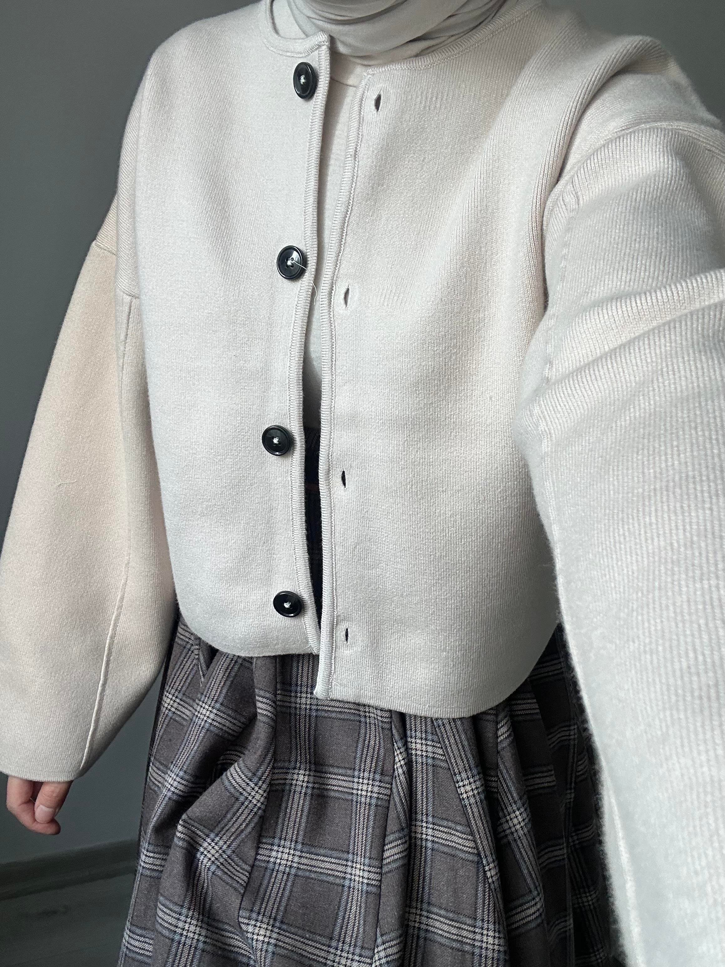 Sütlü Çelik Crop Ceket