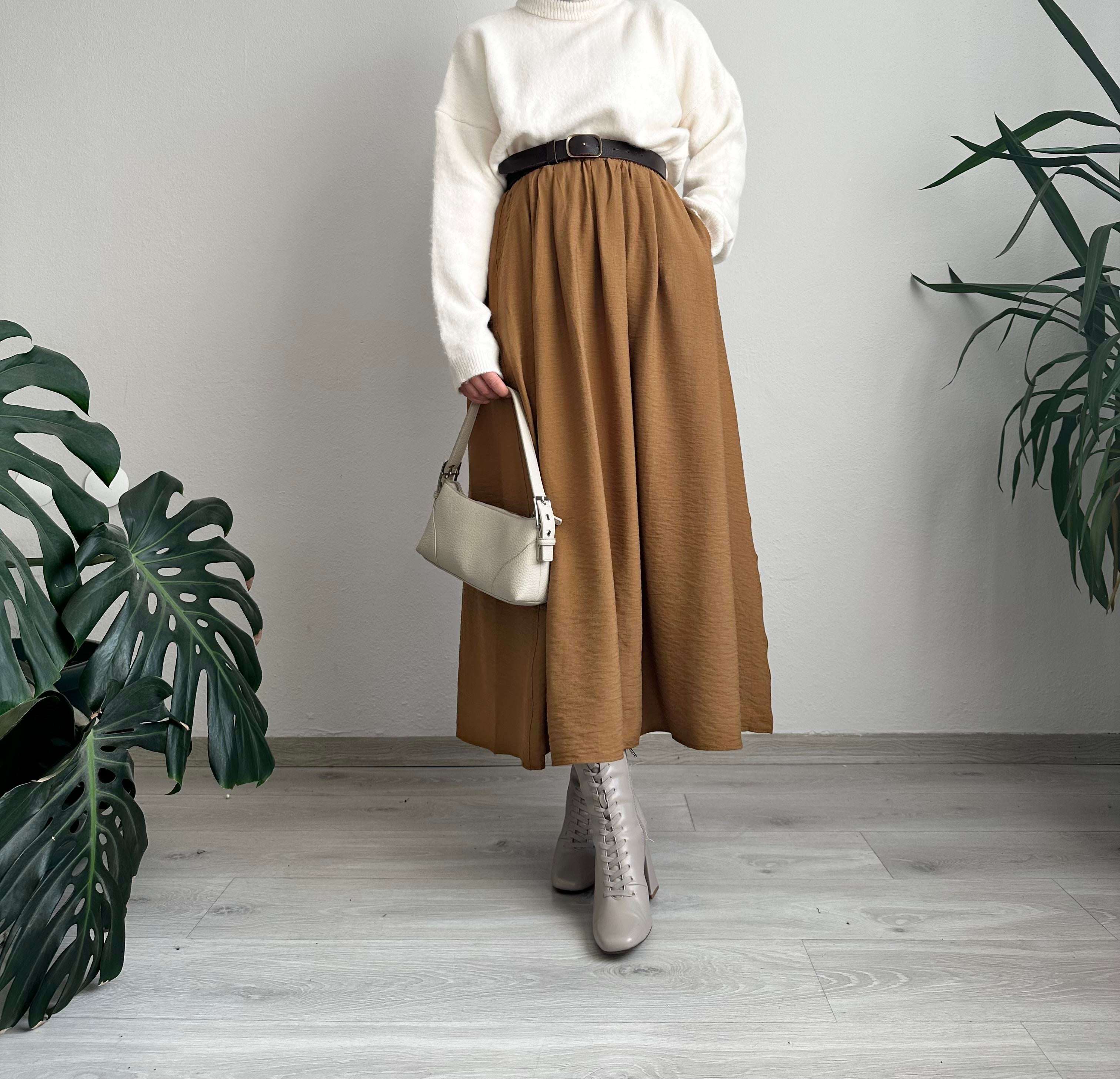 Taba Krep Cepli Kloş Etek