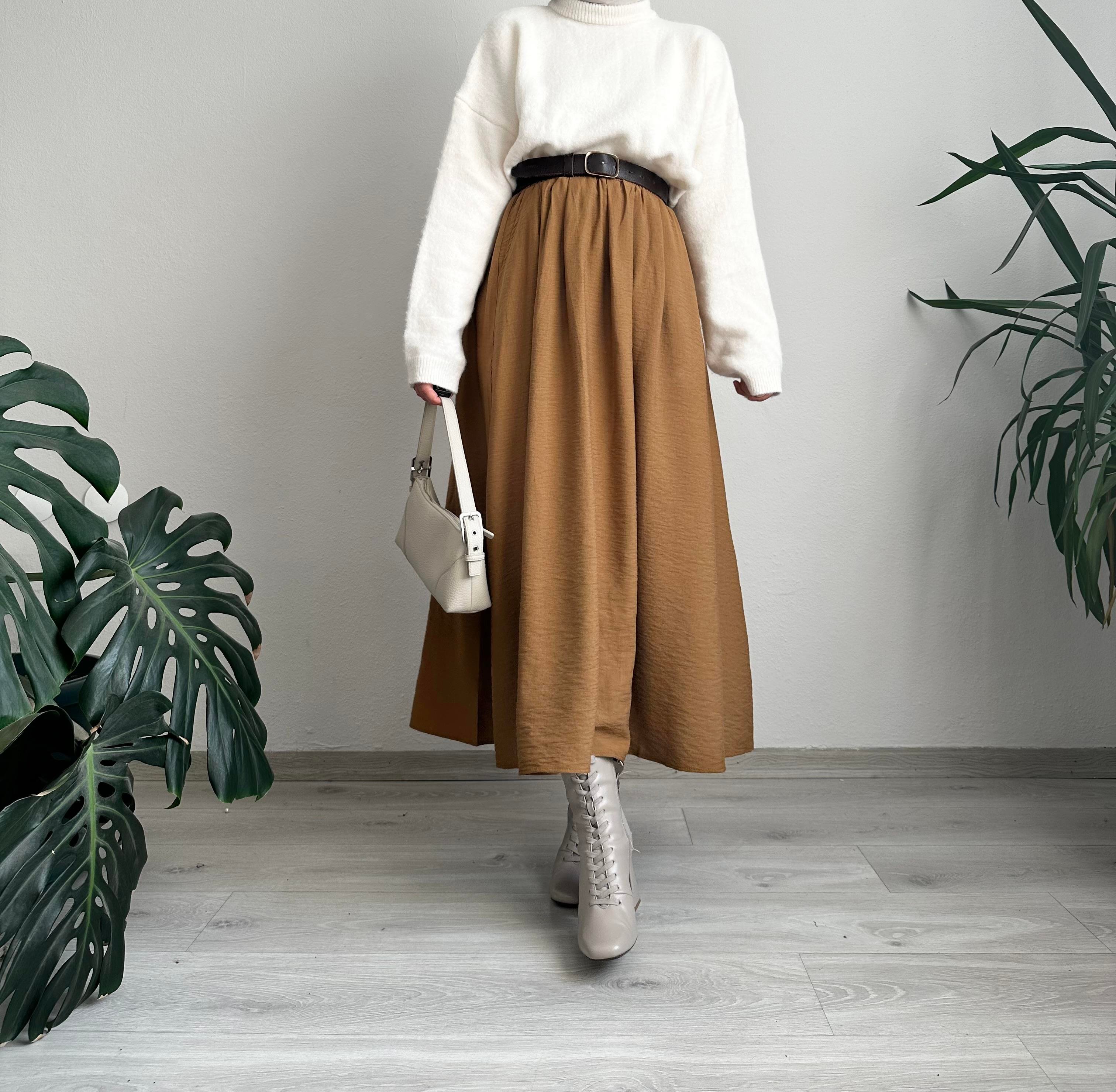 Taba Krep Cepli Kloş Etek