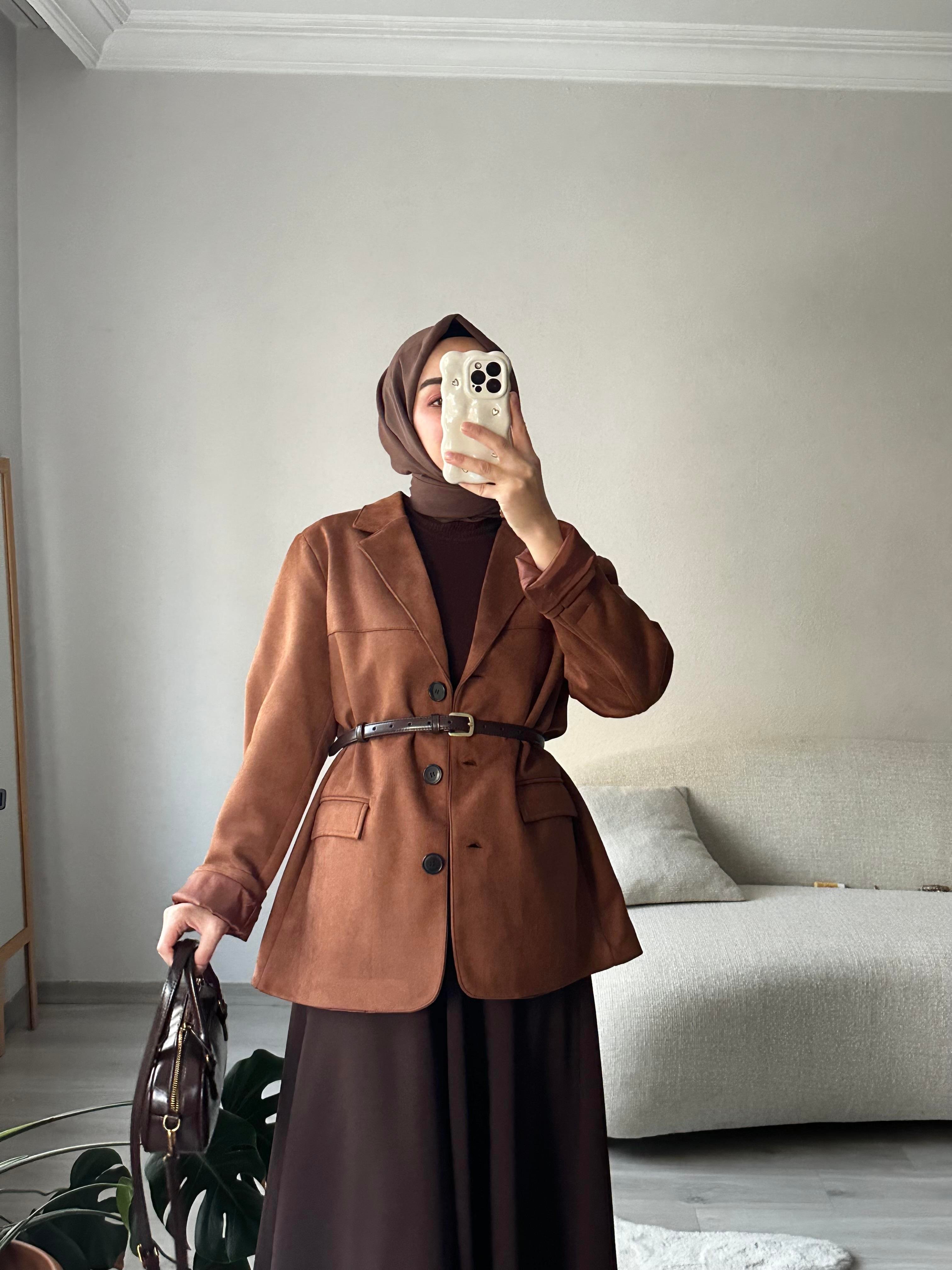 Taba Süet Blazer Ceket