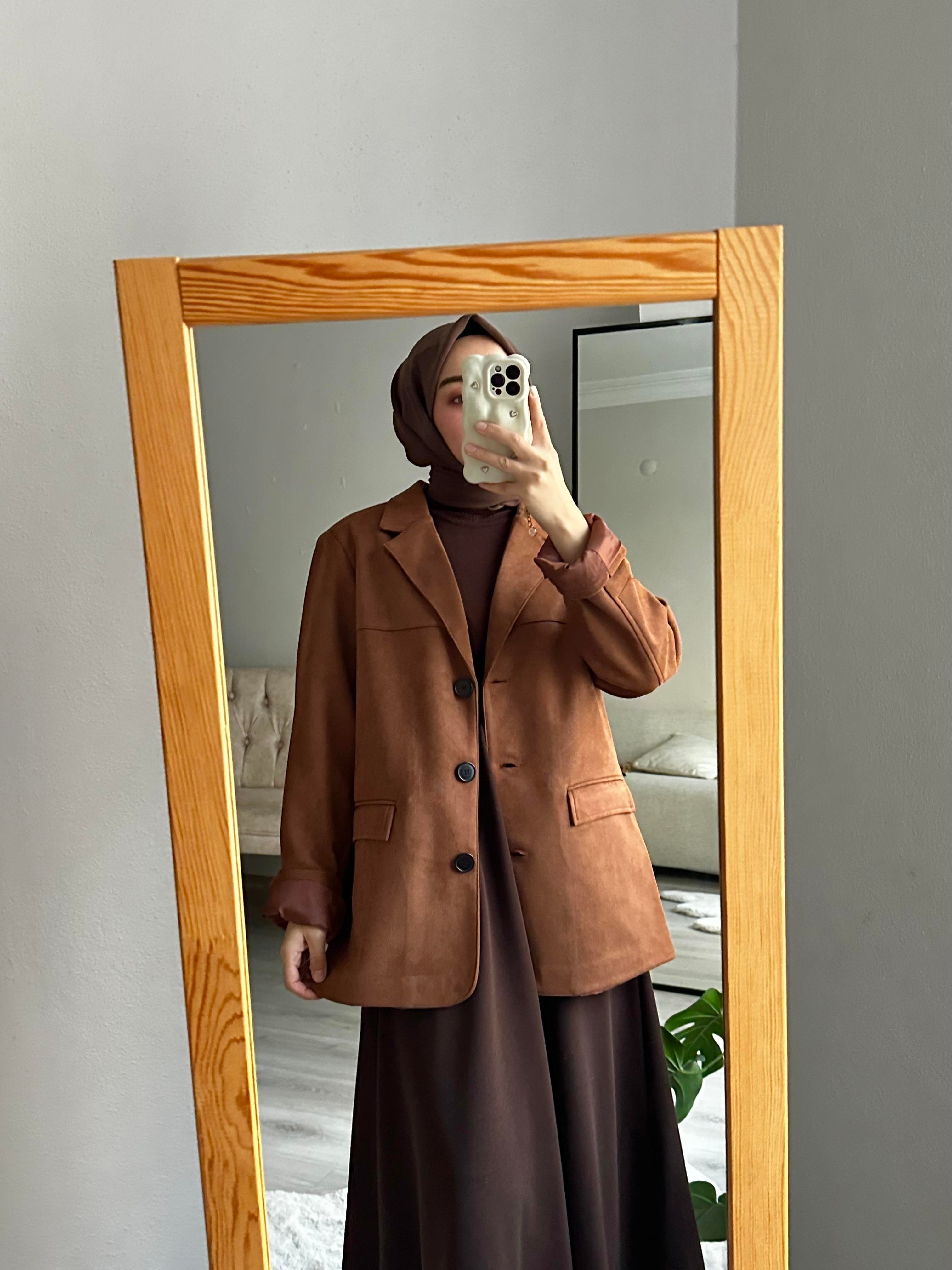 Taba Süet Blazer Ceket