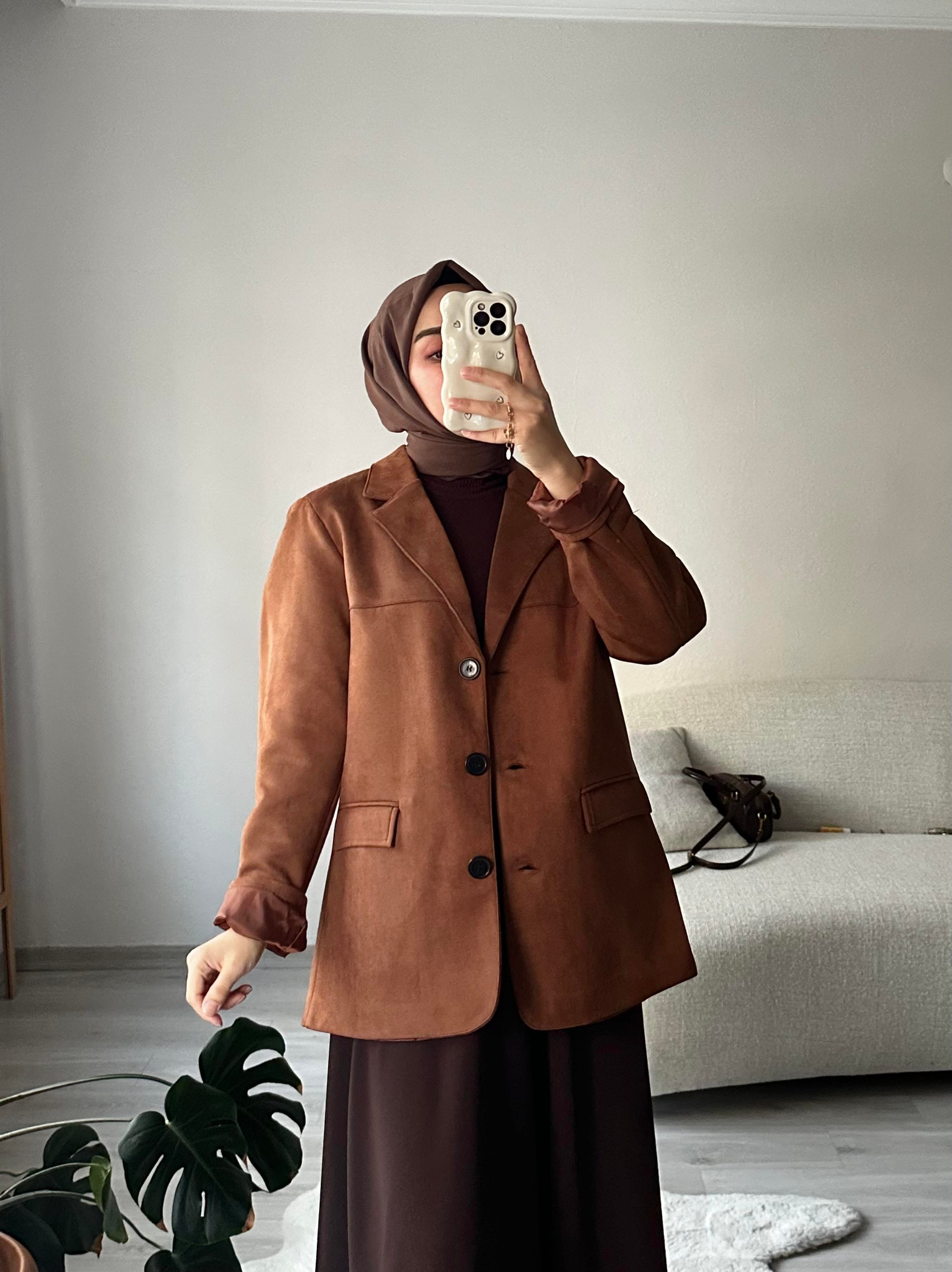 Taba Süet Blazer Ceket