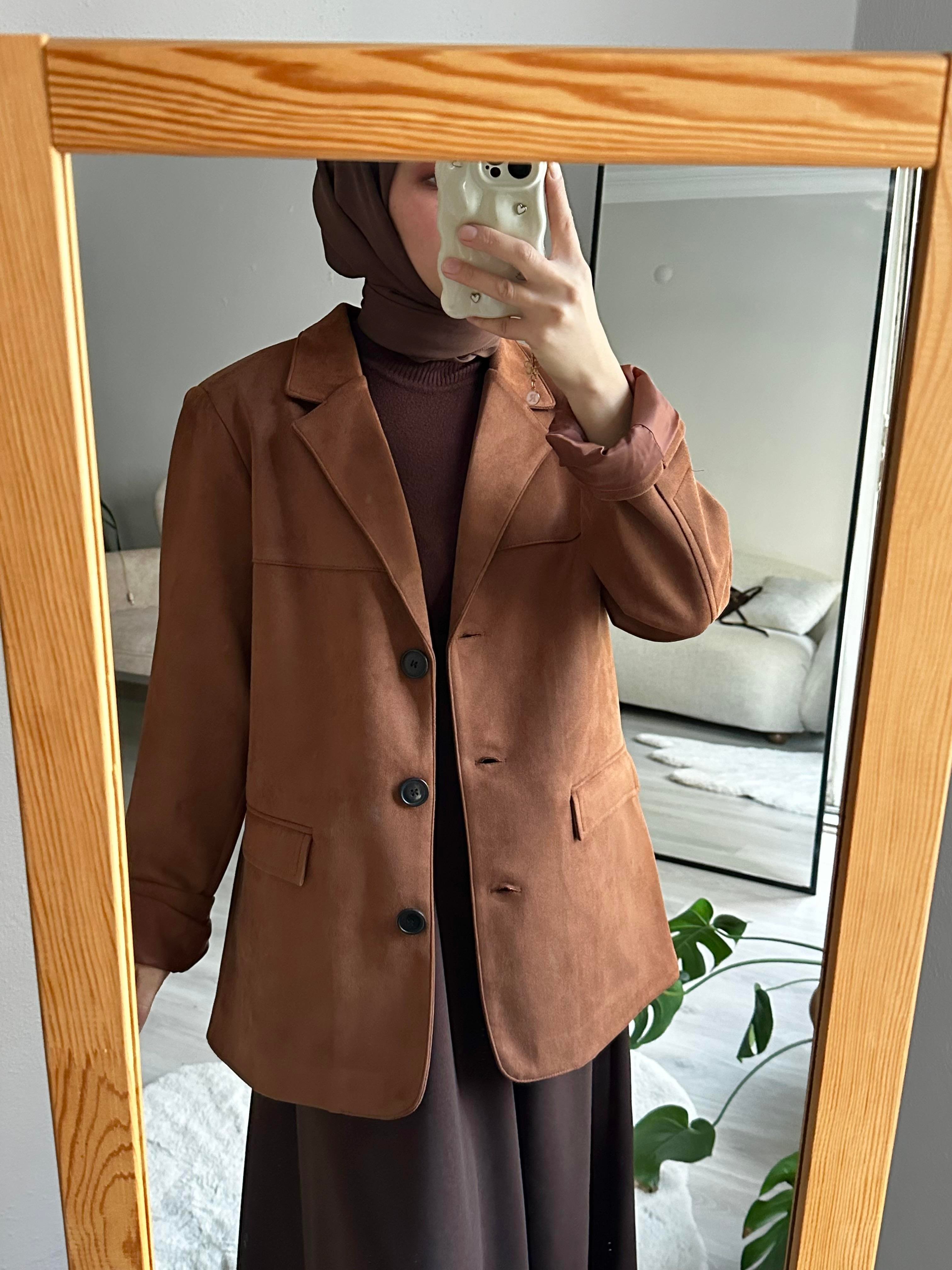 Taba Süet Blazer Ceket
