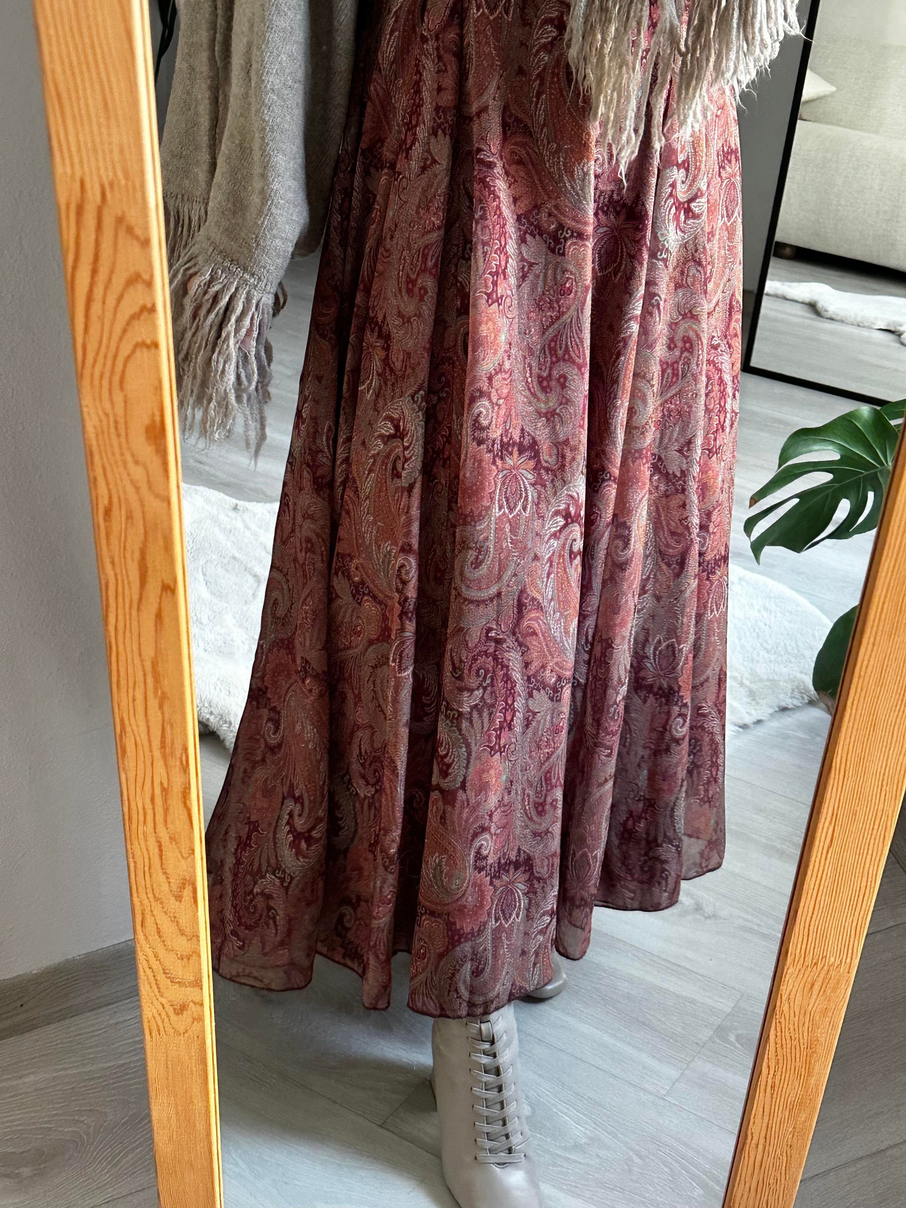 Tarçın Şal Desen Şifon Kloş