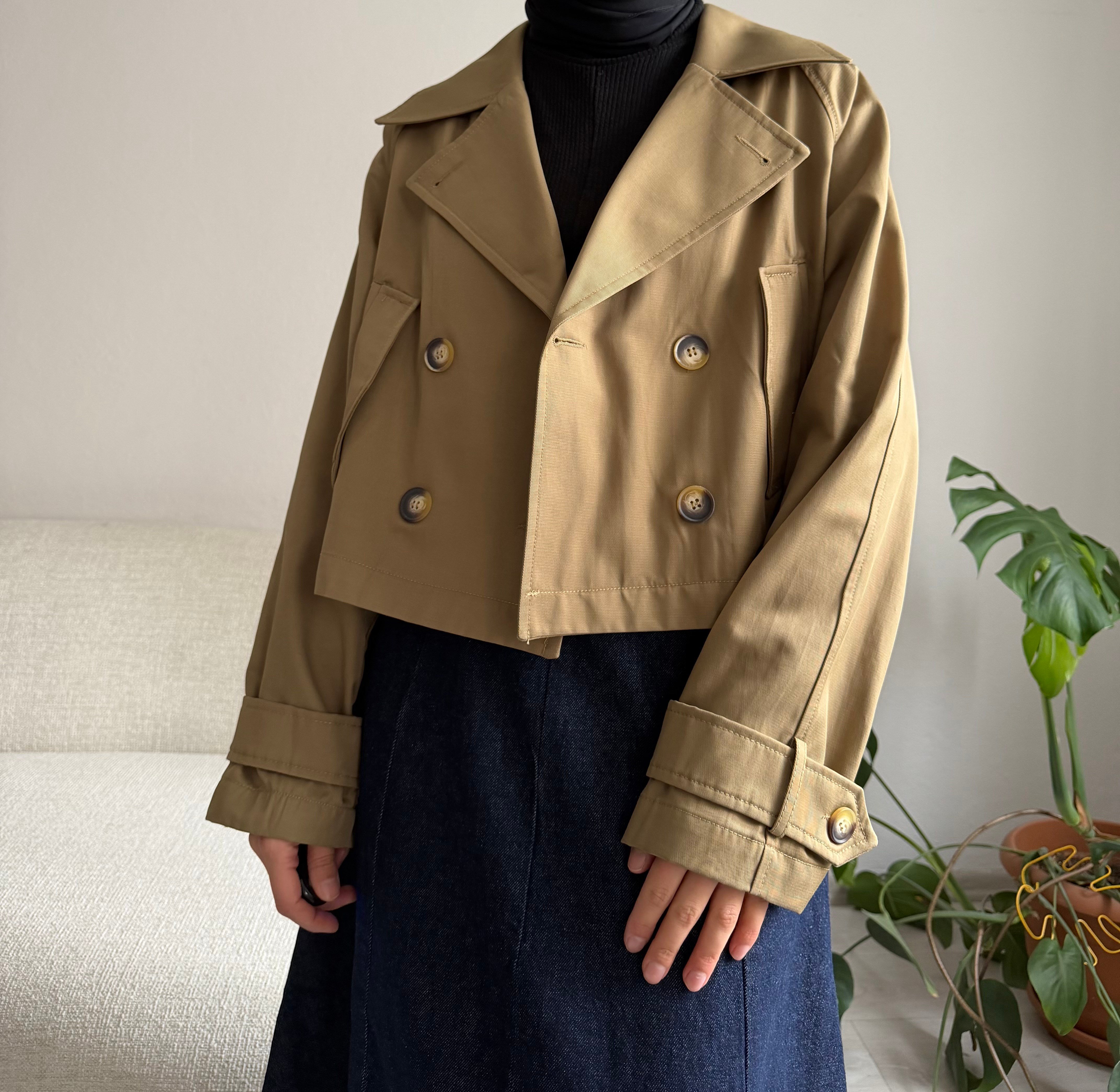 Yeşil Premium Kısa Trençkot